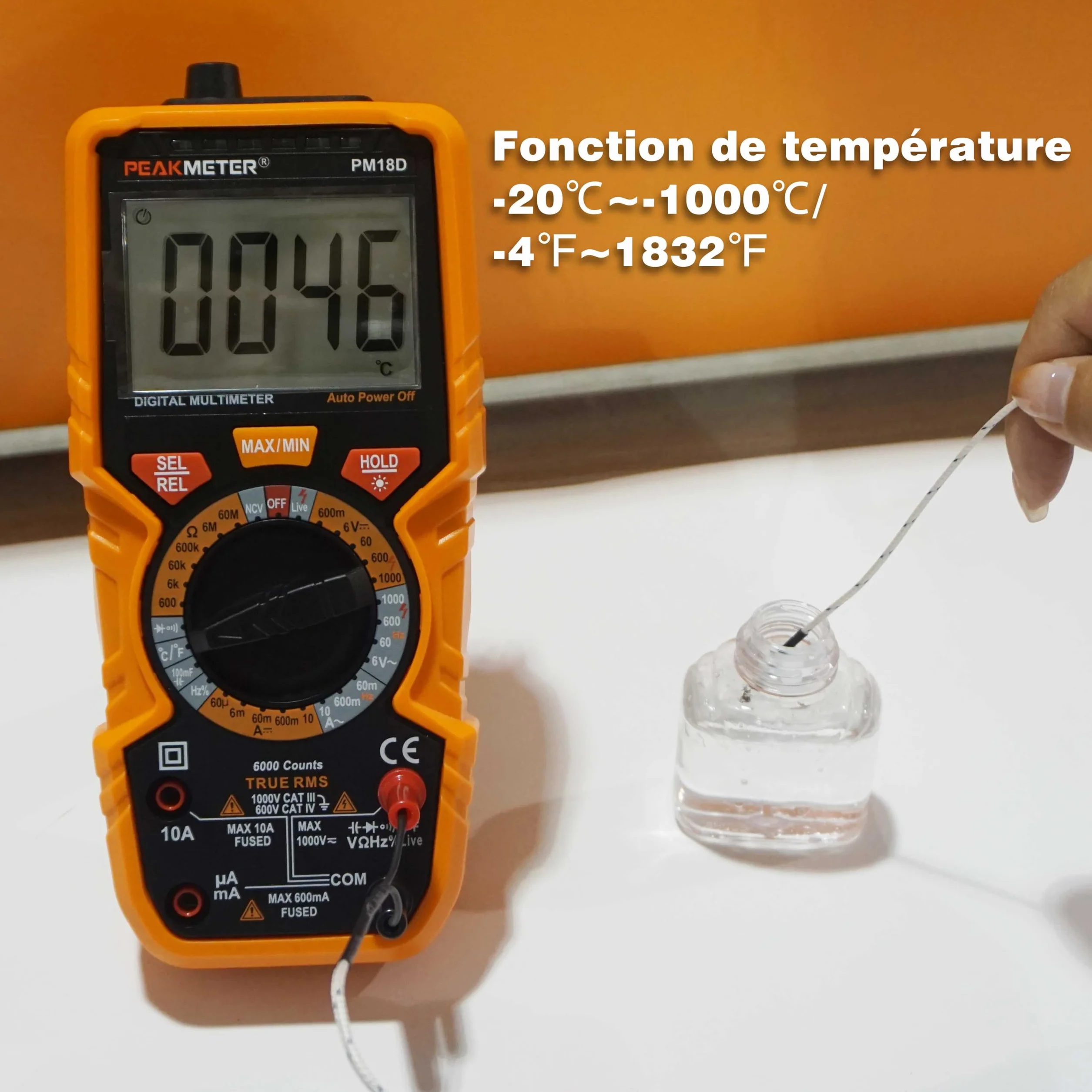 Multimètre numérique 6000 comptes RMS vrai voltmètre ampèremètre ohmmètre mesure tension courant résistance diode continuité température fréquence NCV écran LCD lampe de poche