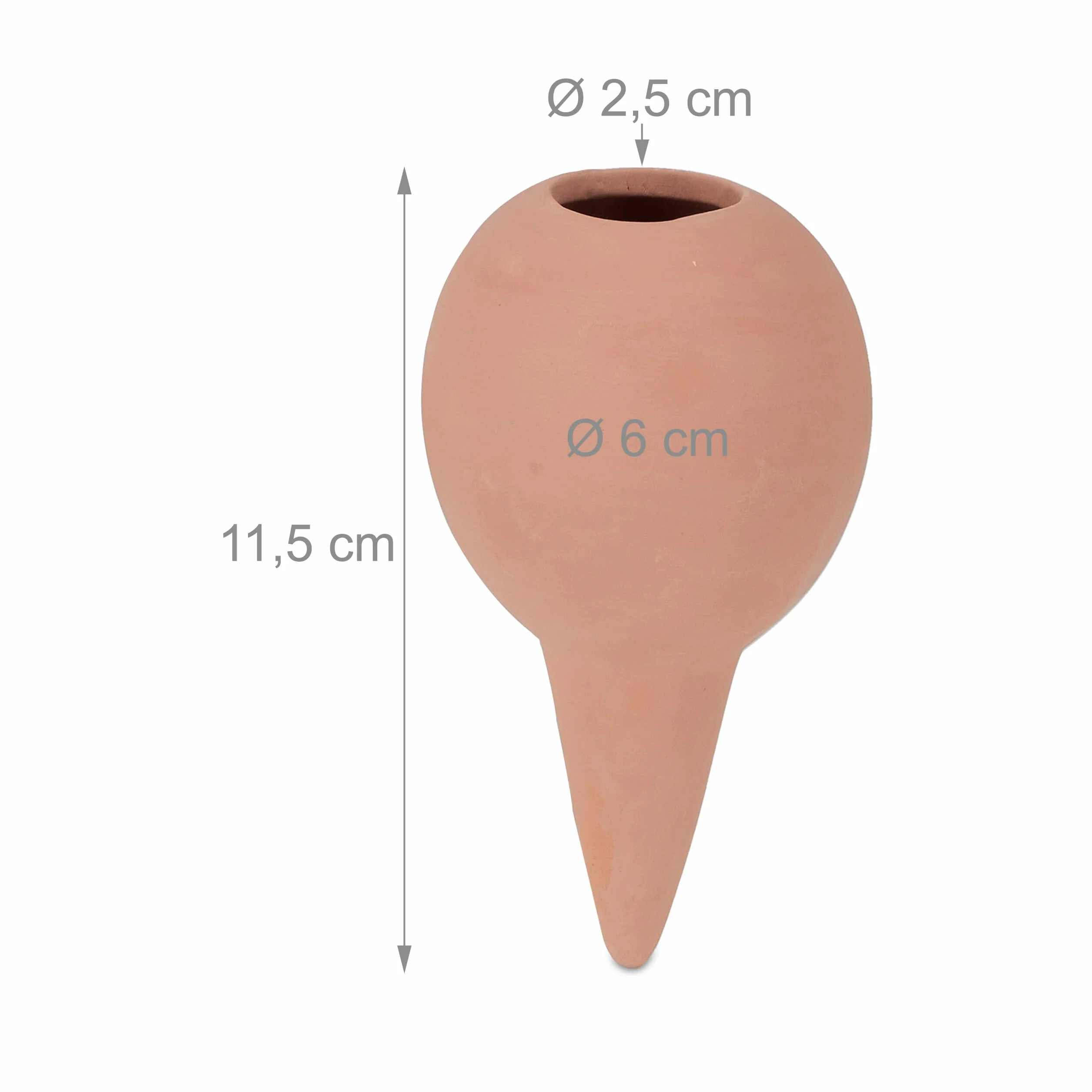 Relaxdays Arrosage en Terre Cuite, lot Pratique de 6, pour intérieur et extérieur, H x D : 11,5 x 6 cm, Marron