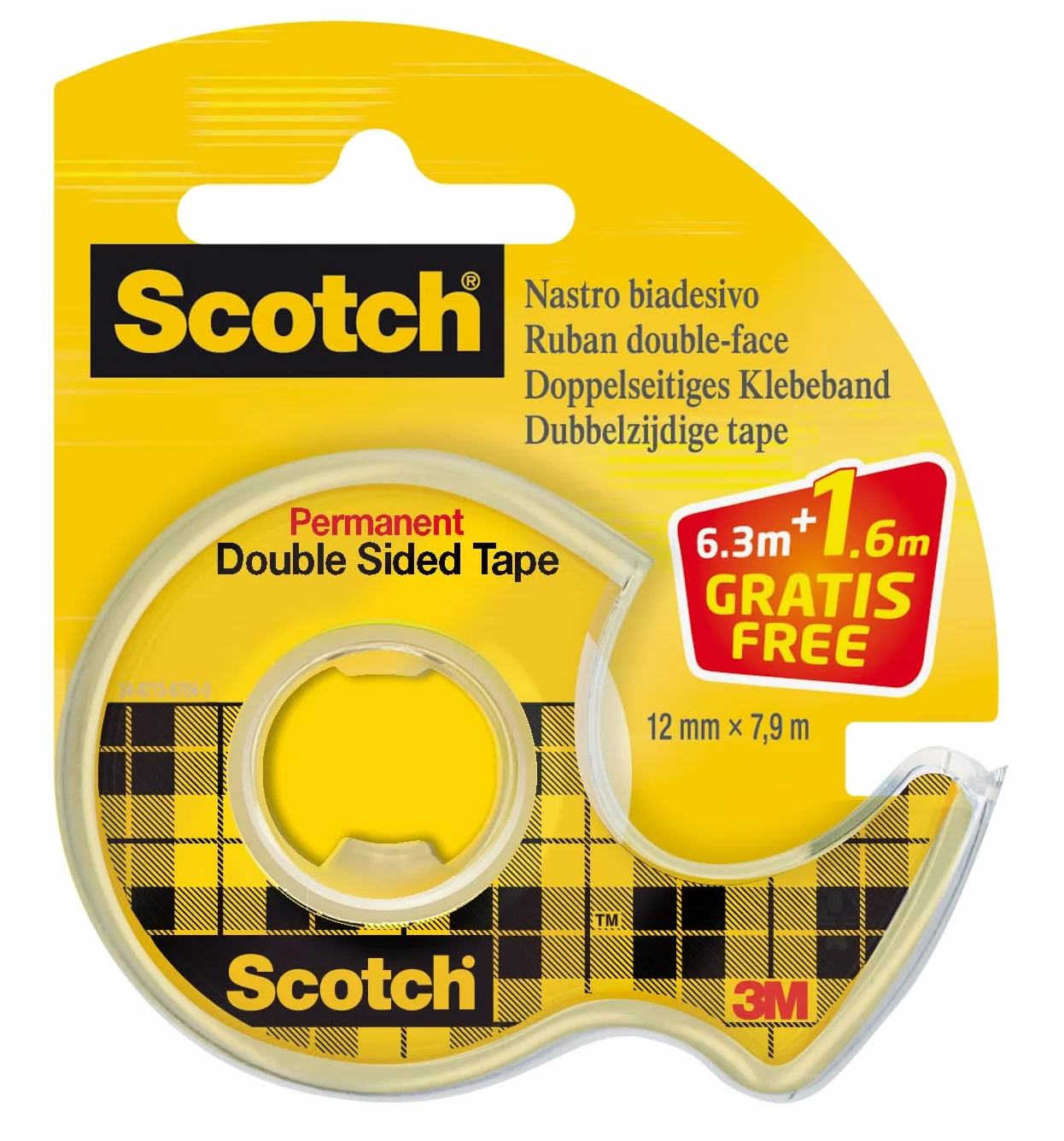 Scotch Ruban Adhésif Double-Face 12,7 mm x 7,89 m sur Dévidoir Manuel