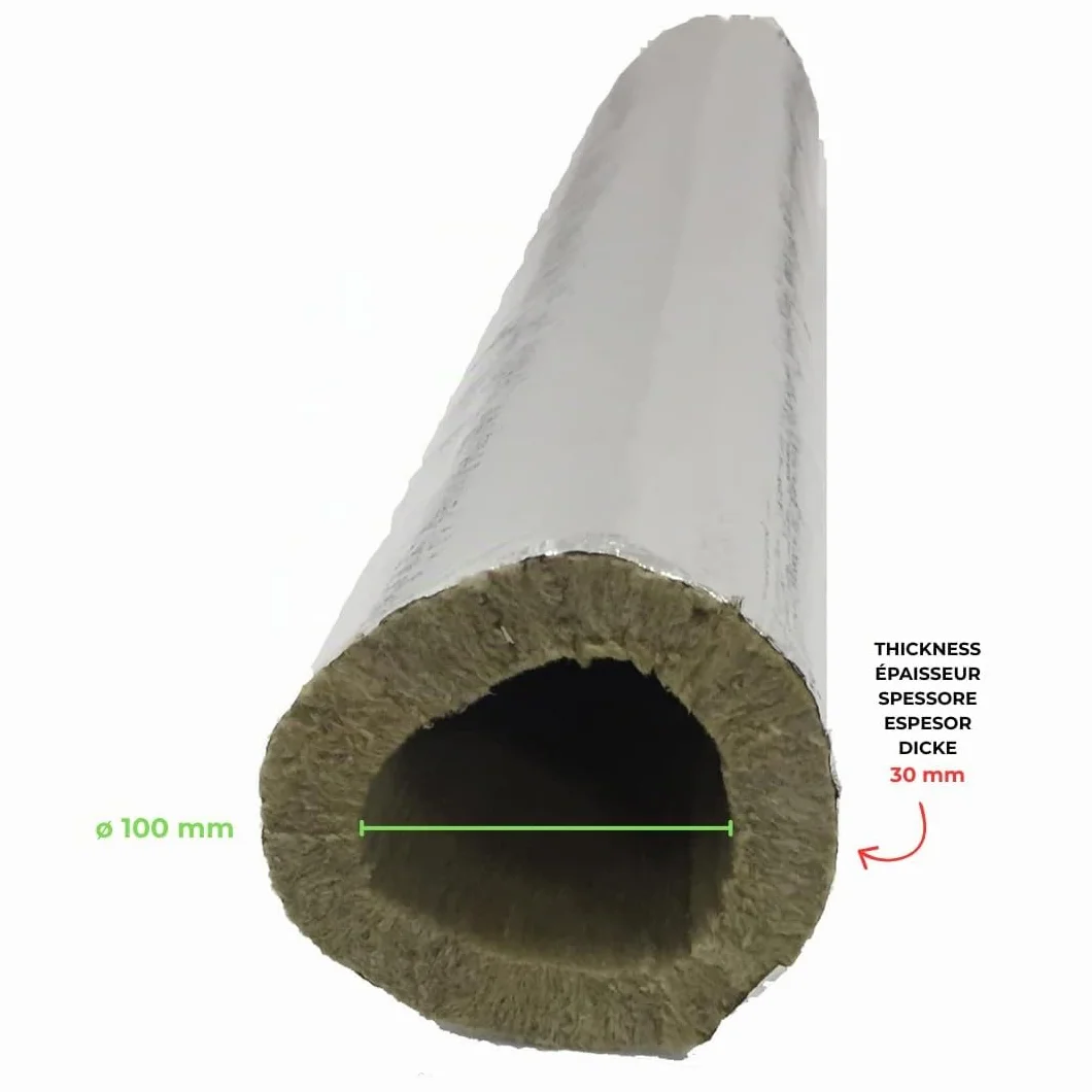 EINSIDE Cylindre en laine de roche avec aluminium, Isolation de conduits de cheminées, ø 100 mm