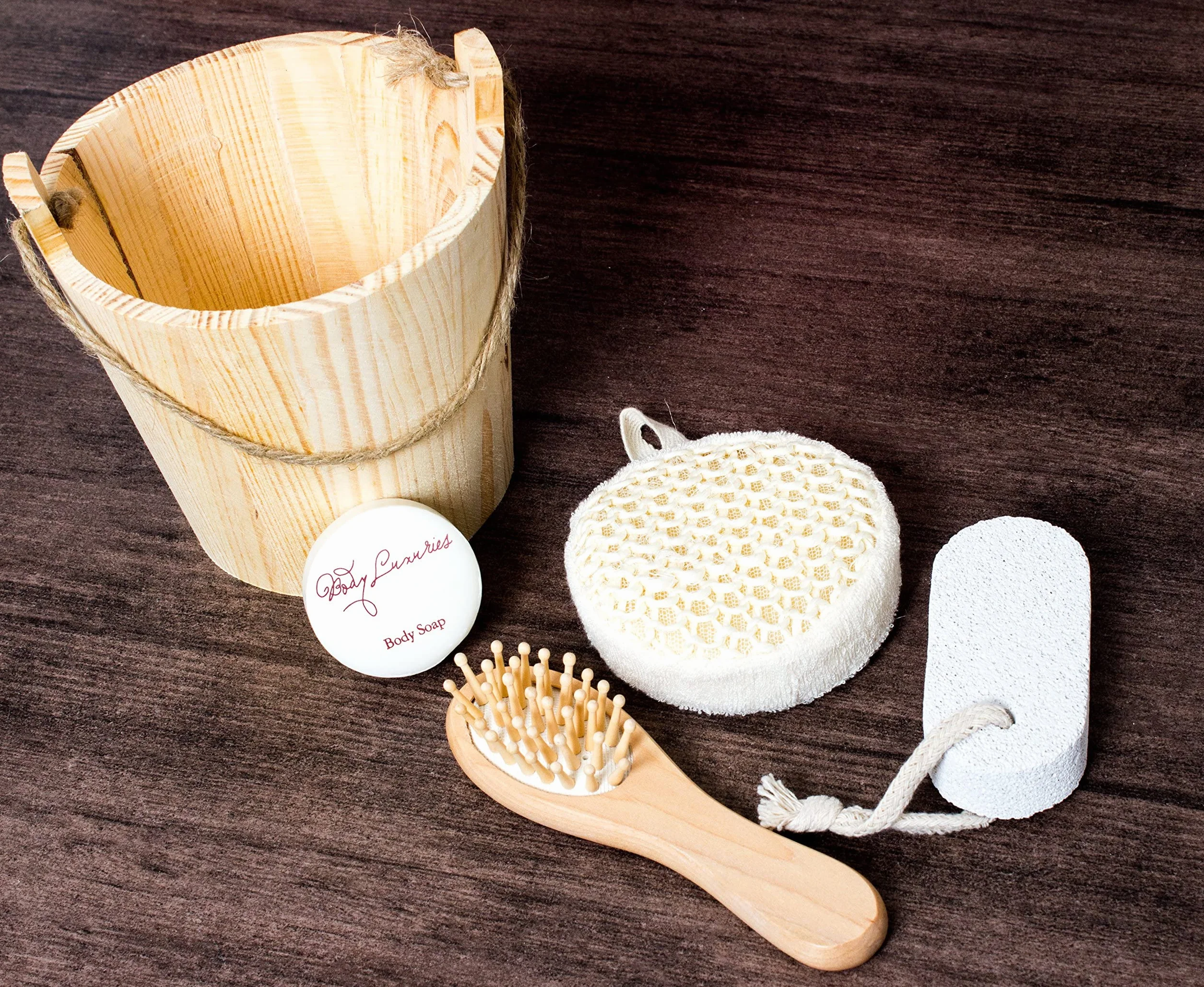 BRUBAKER Cosmetics Coffret de bain & bien-être 5 Pièces Baquet en Bois
