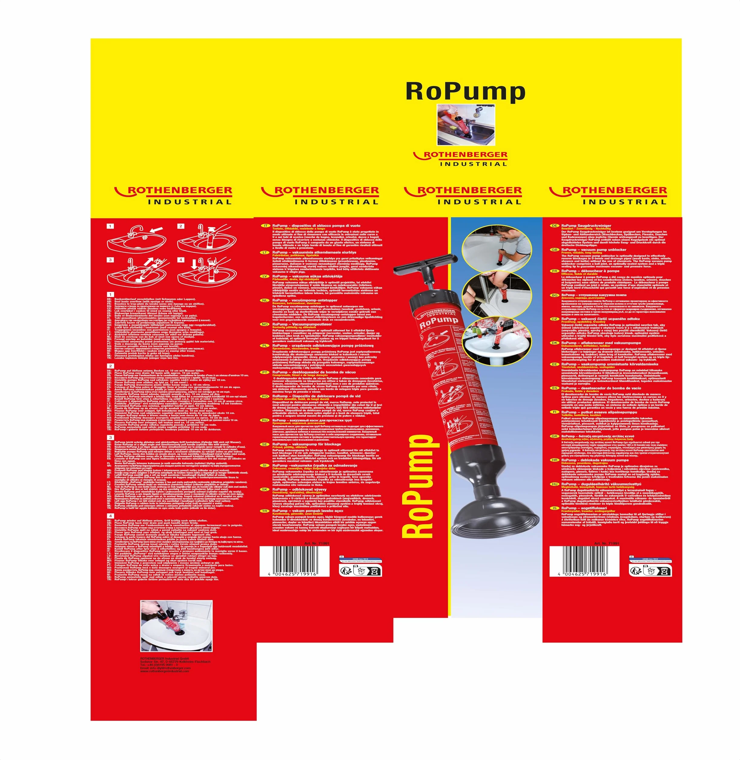 ROTHENBERGER Industrial Système d'aspiration RoPump Nettoyeur de drains éliminer obstructions siphon drainage