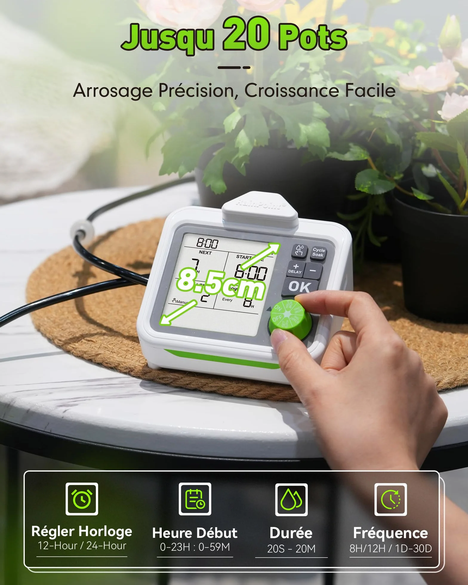 RAINPOINT Système d'irrigation automatique goutte à goutte rechargeable pour 20 plantes d'intérieur