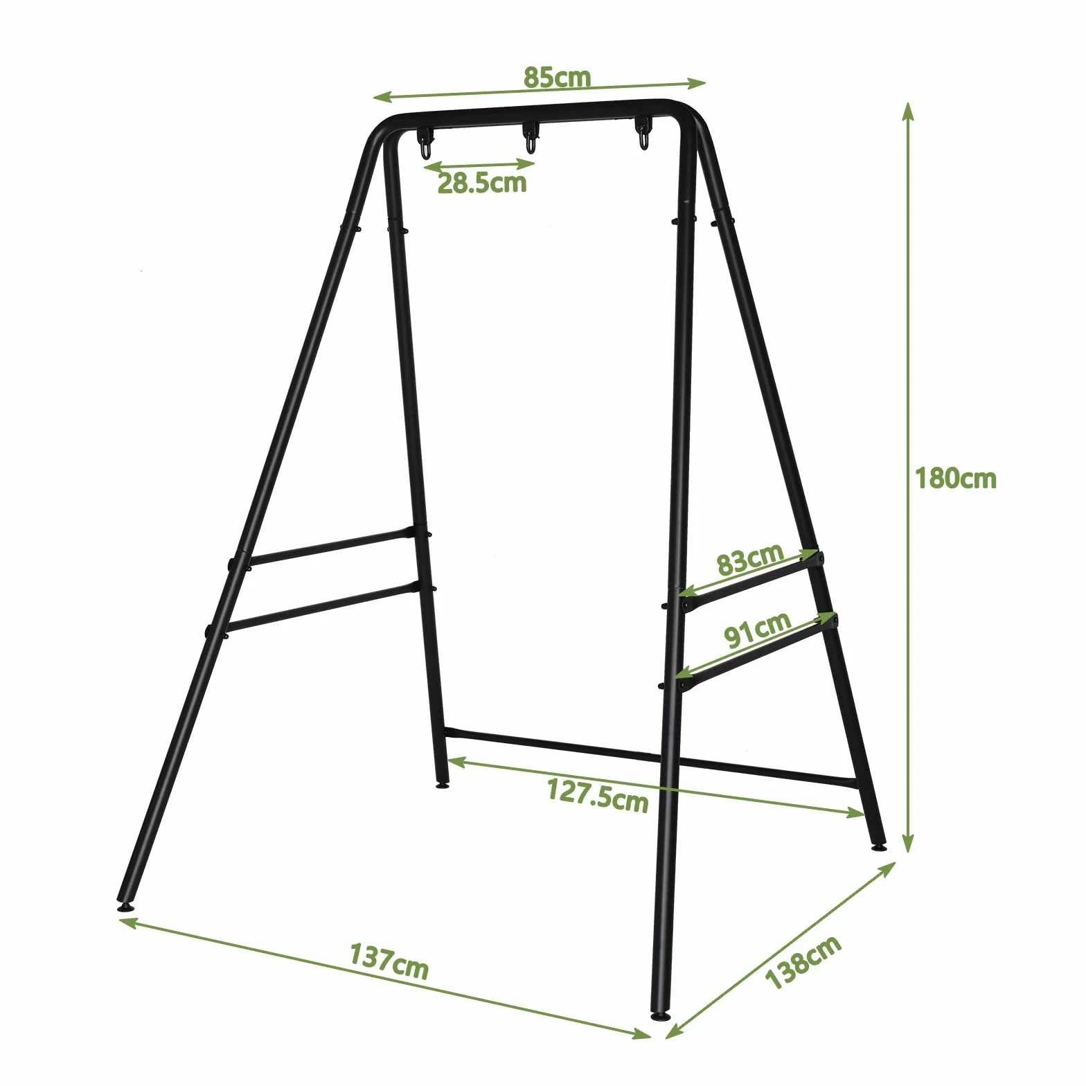 LEADZM Support Hamac Portable Double Barre Transversale 133×137×180 cm
