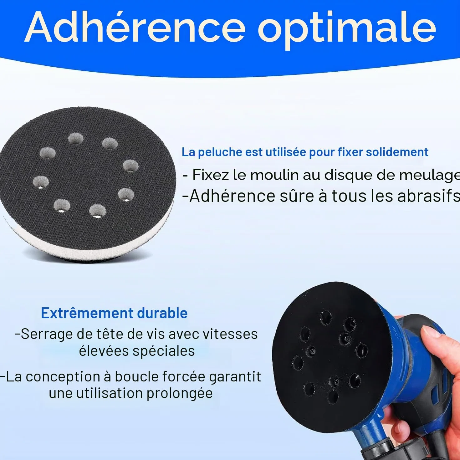 Tampon Interface 125mm 8 Trous Mousse Souple Polissage 4 Pièces