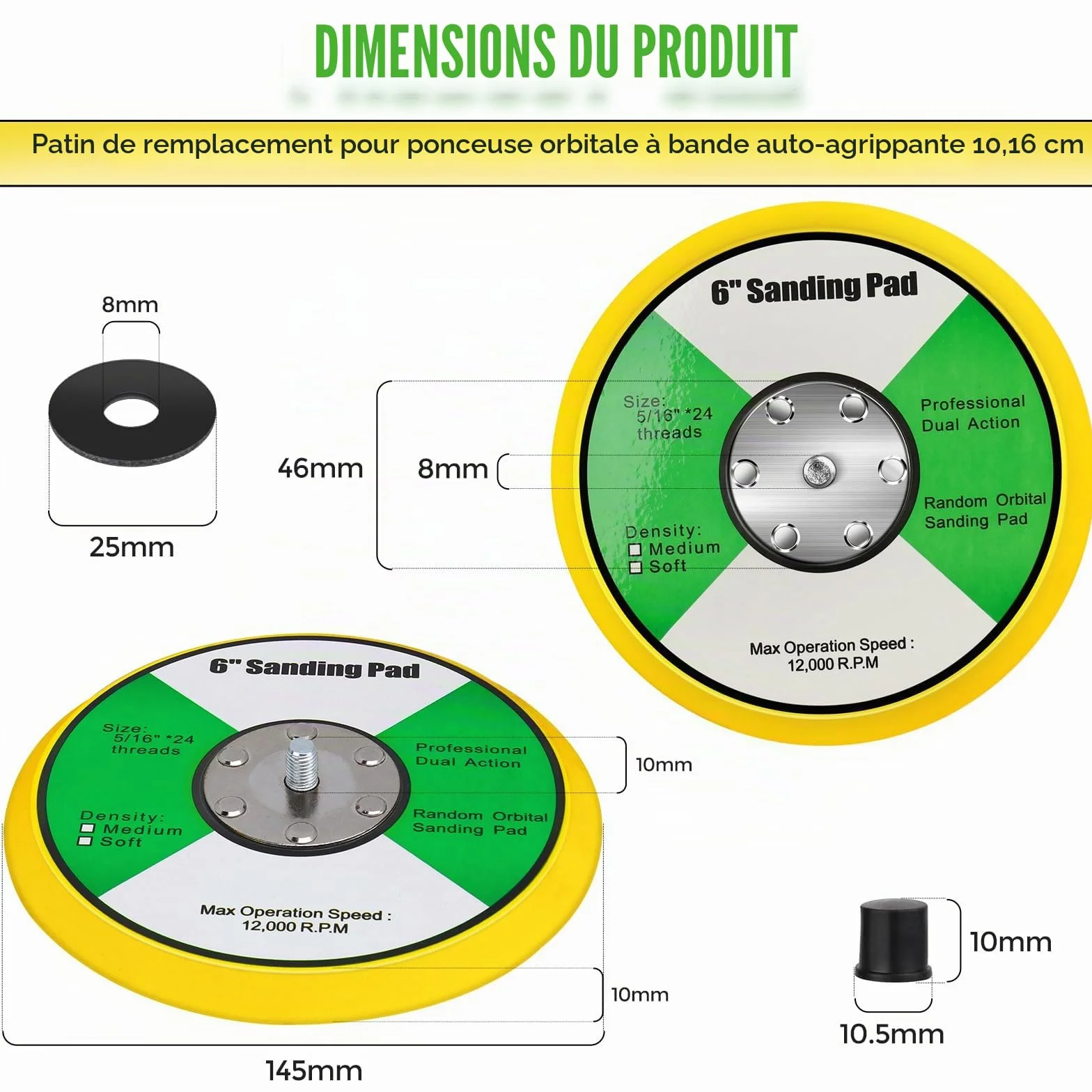 Plateau de support pour ponceuse 150 mm - Support de polissage - Cire - Meuleuse électrique - Outil de ponçage