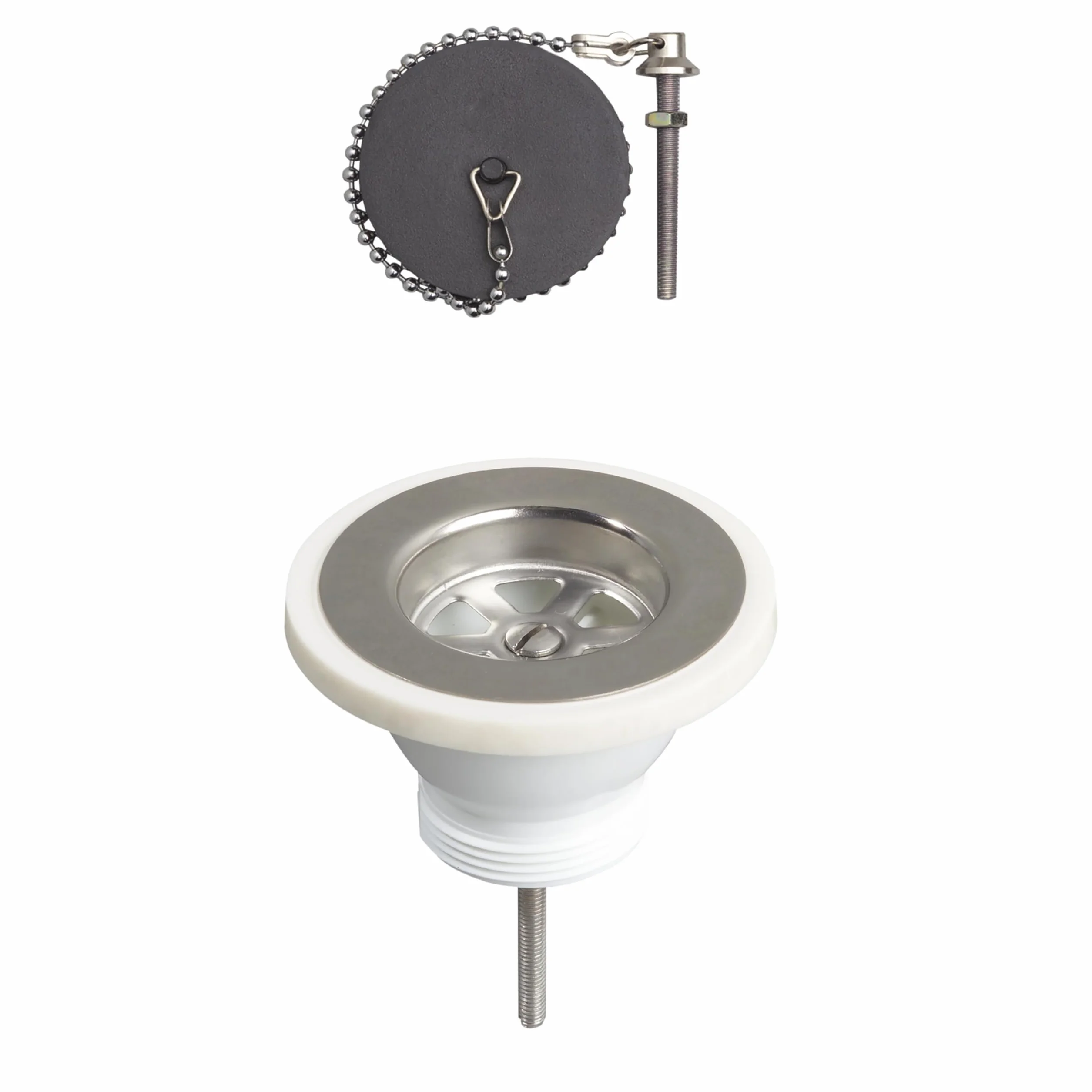 Wirquin Bonde évier cuisine 1 bac Ø60 mm sans trop-plein blanc