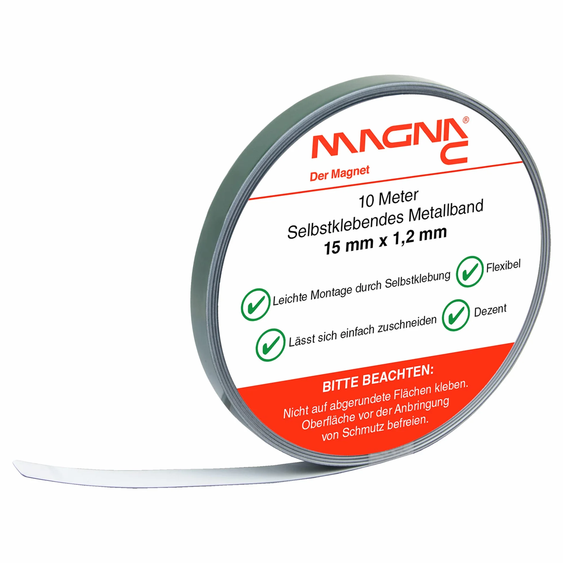 Magna-C® Bande métallique autocollante 10m x 15mm x 1,2mm Blanc pour figurines étagères Tonies®