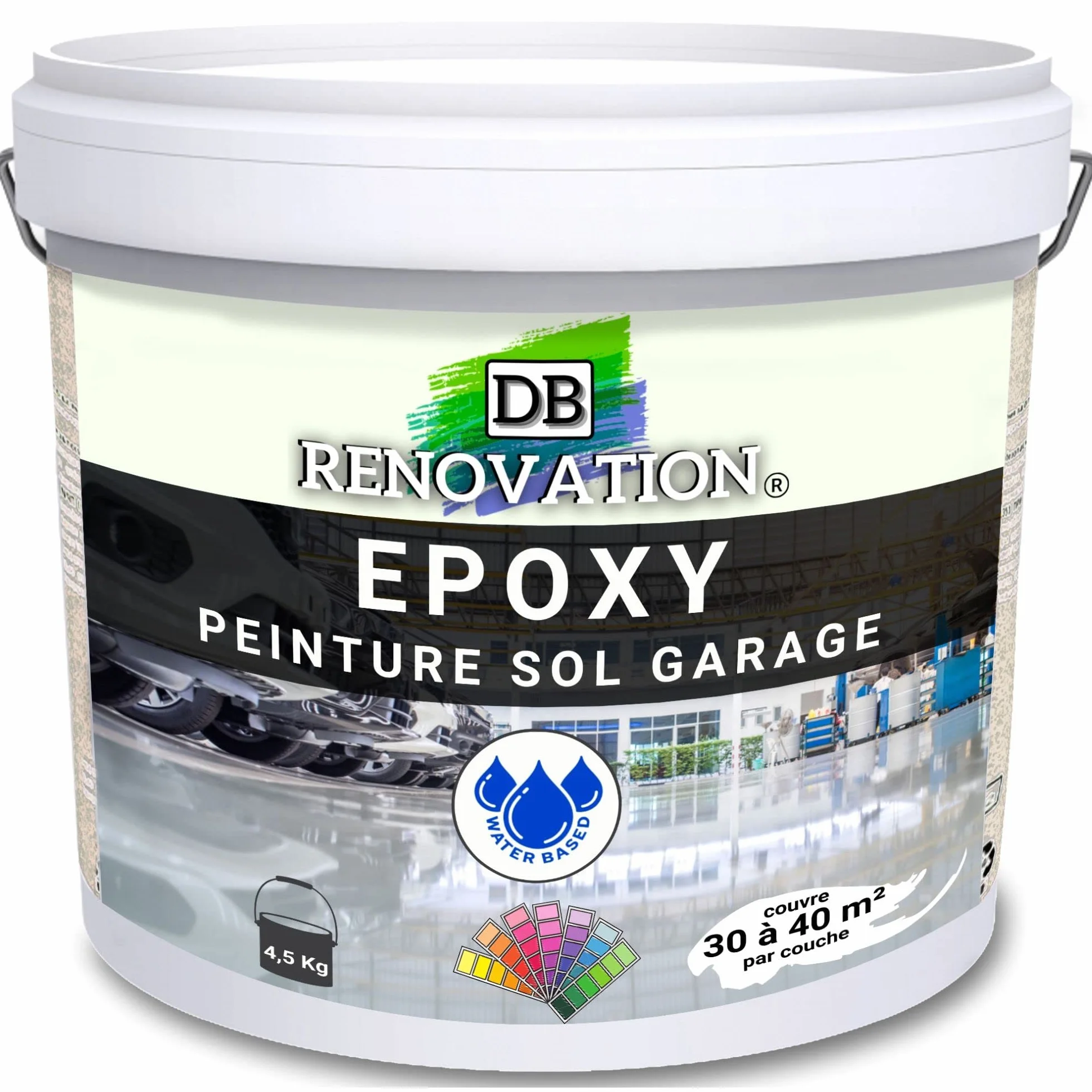 Peinture Résine Epoxy sol béton Garage Gris fenêtre 4,5KG Trafic intense Etanche