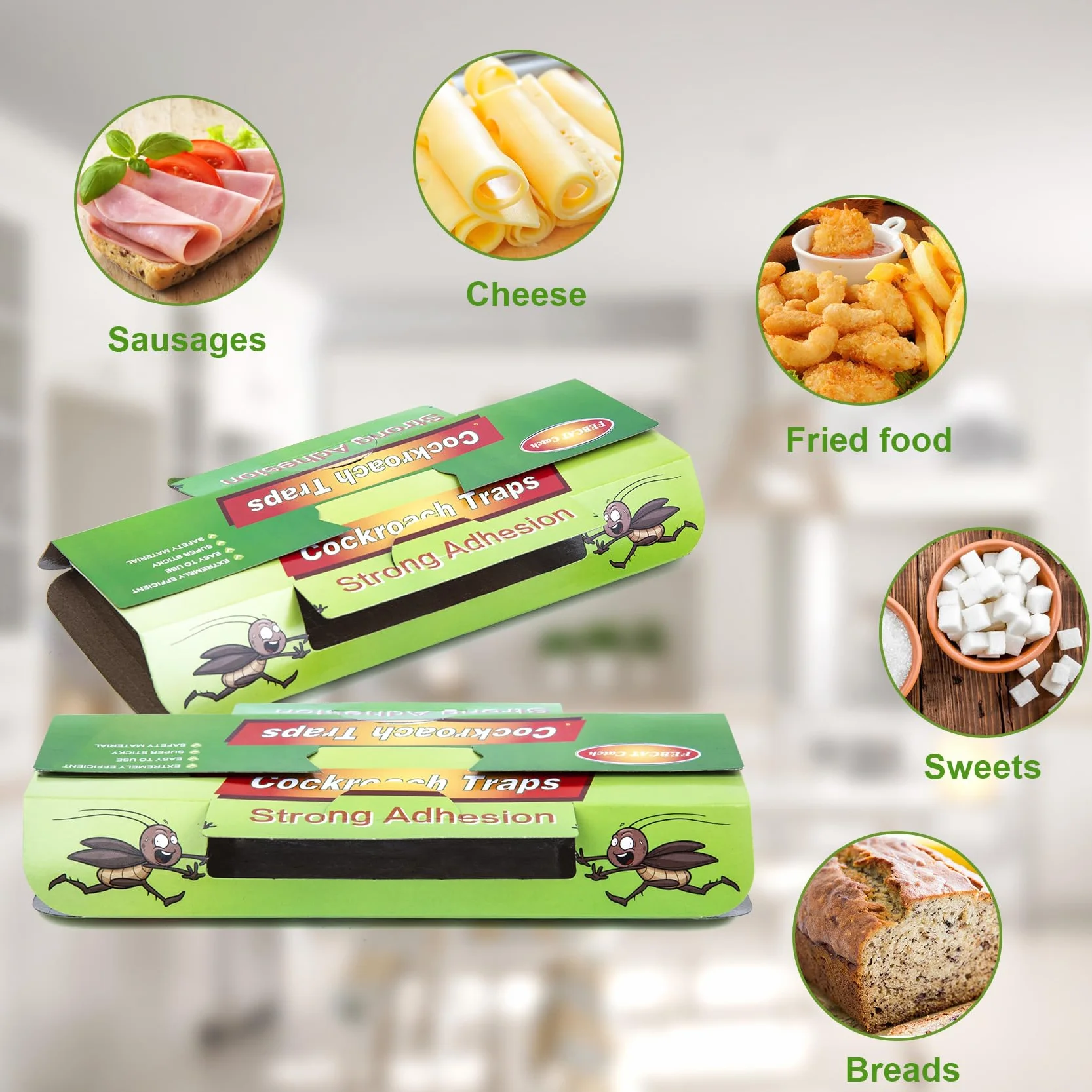 Pièges à Cafards Efficaces, Lot de 48, Anti Cafard Vert
