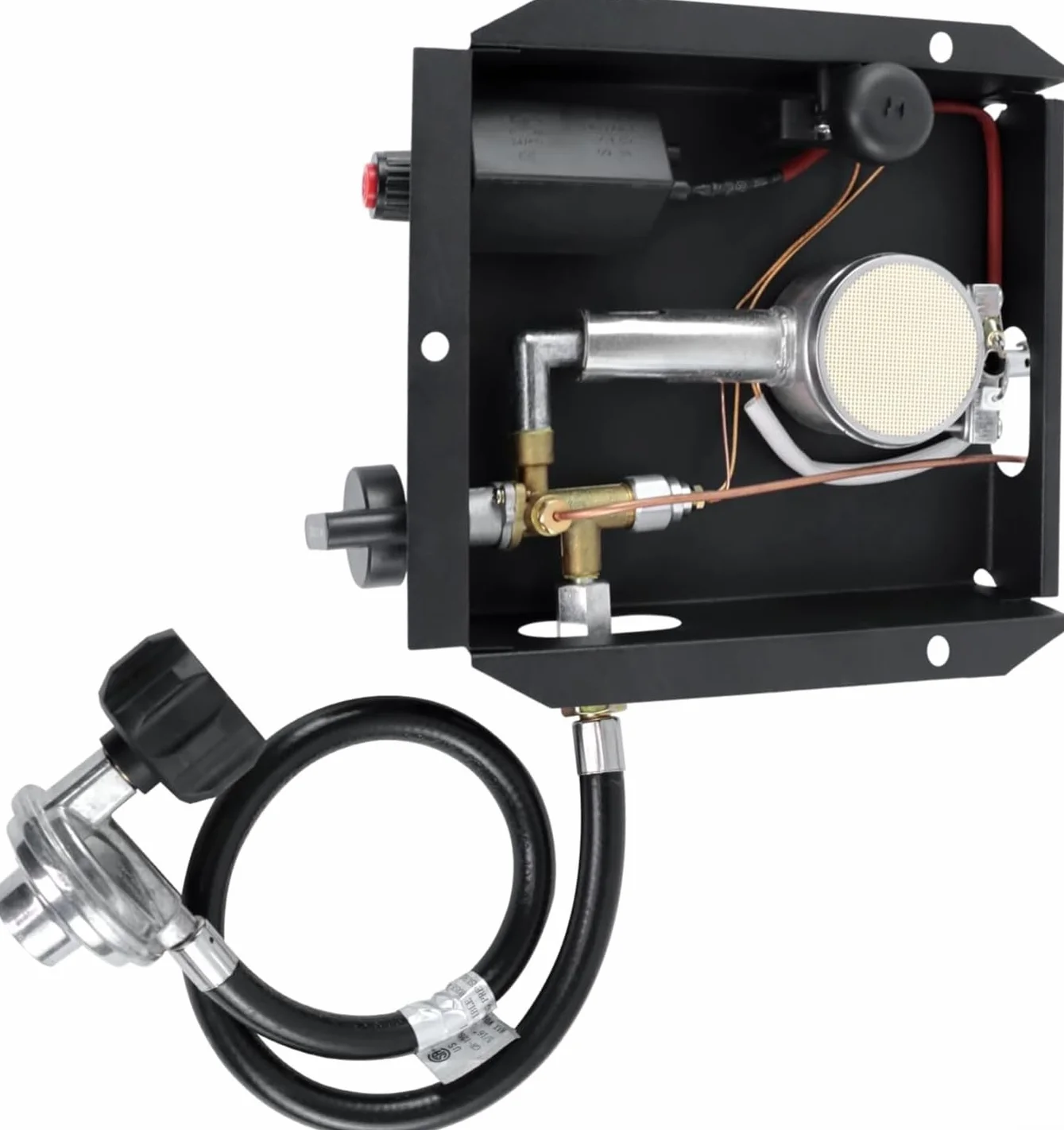 Ensemble brûleur 47000 BTU pour chauffage de terrasse en verre sans perçage supplémentaire avec kit d'assemblage de régulateur (C)