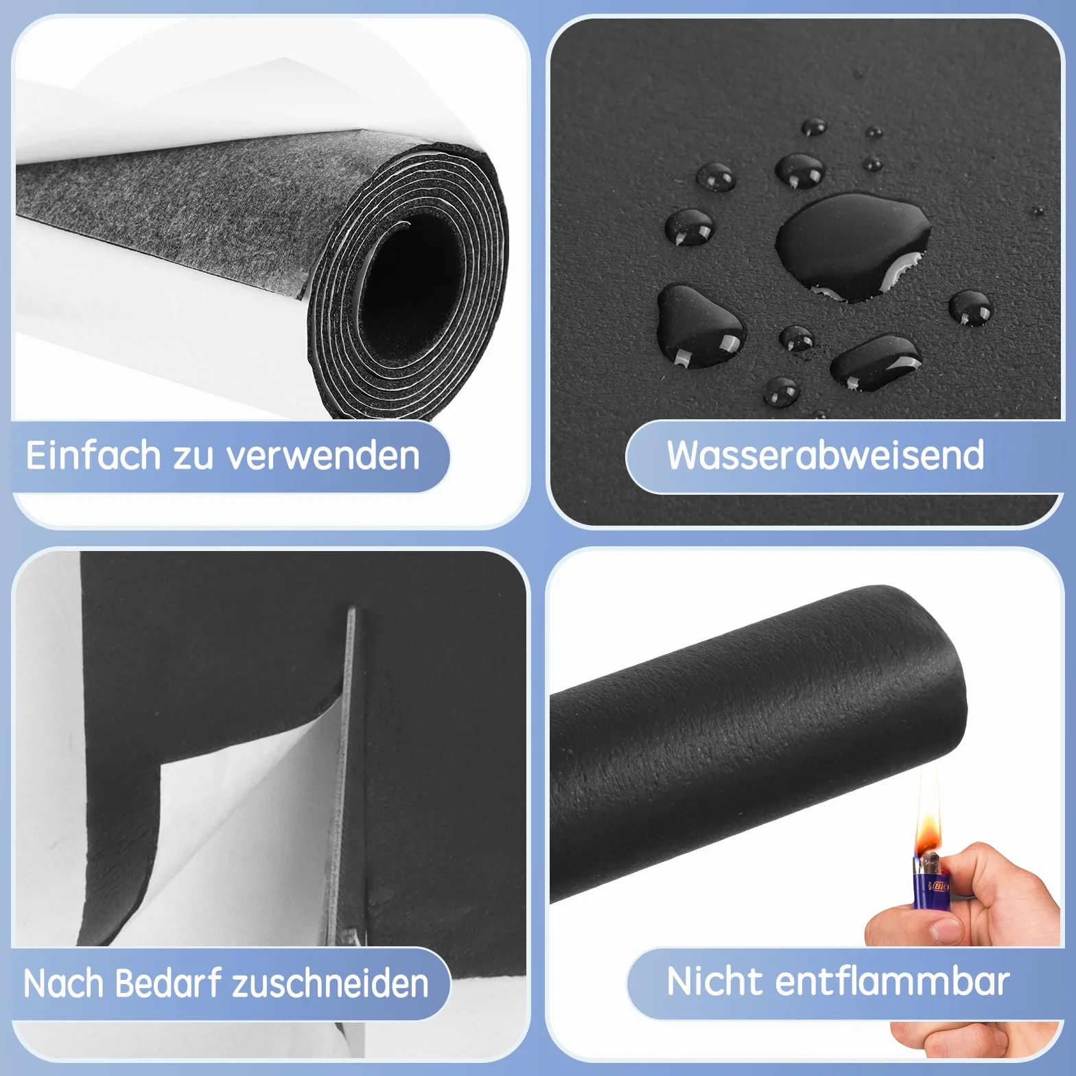 Rouleau de mousse autocollante anti vibration isolation phonique 300mm×1,5mm×1,5m Noir