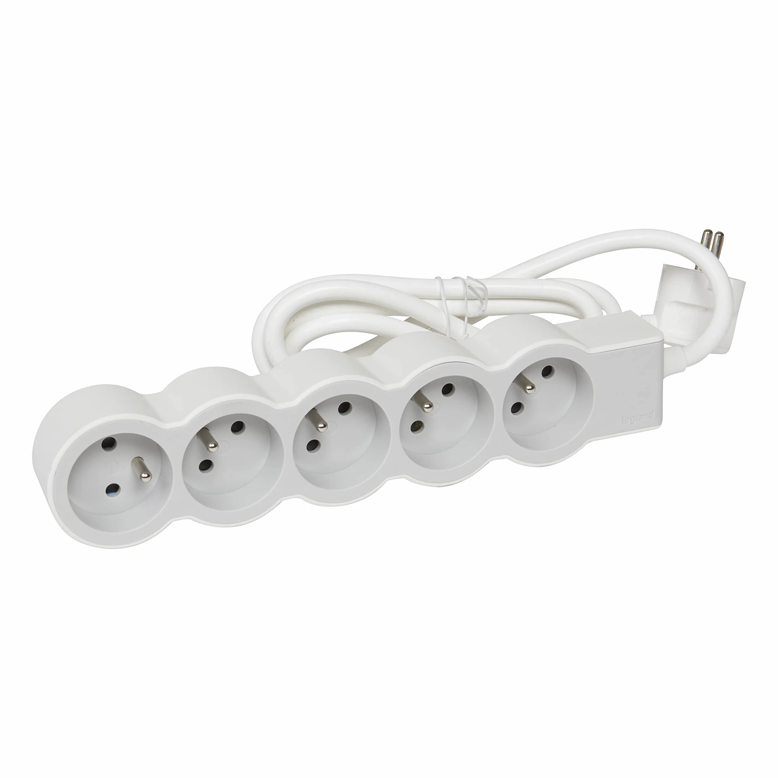 LEGRAND Rallonge Multiprise Extra-Plate 5 Prises 2P+T Cordon 1.5m Blanc Gris Clair
