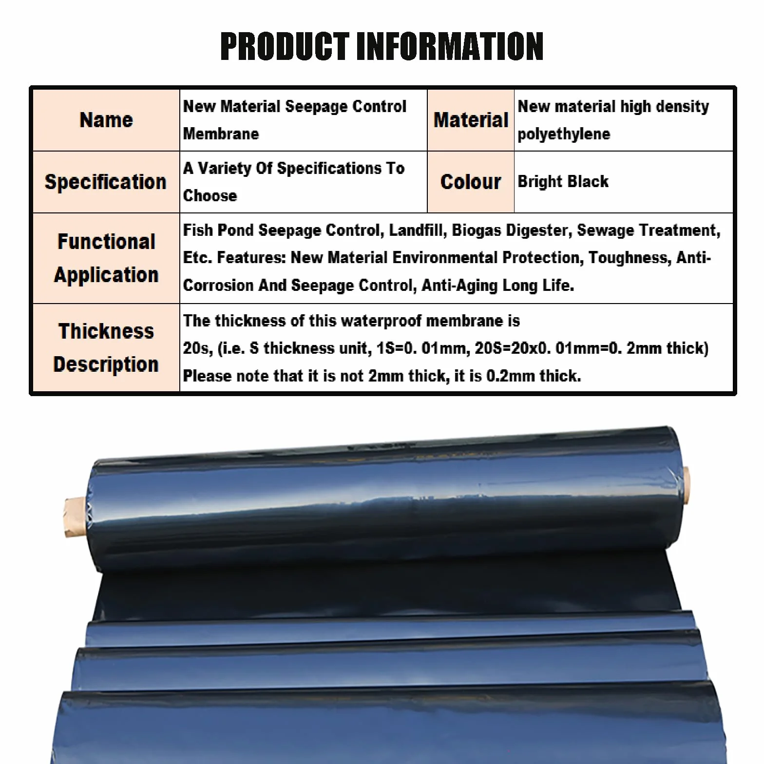 Bâche d'étang HDPE 5x7m 20S pour bassin jardin membrane étanchéité