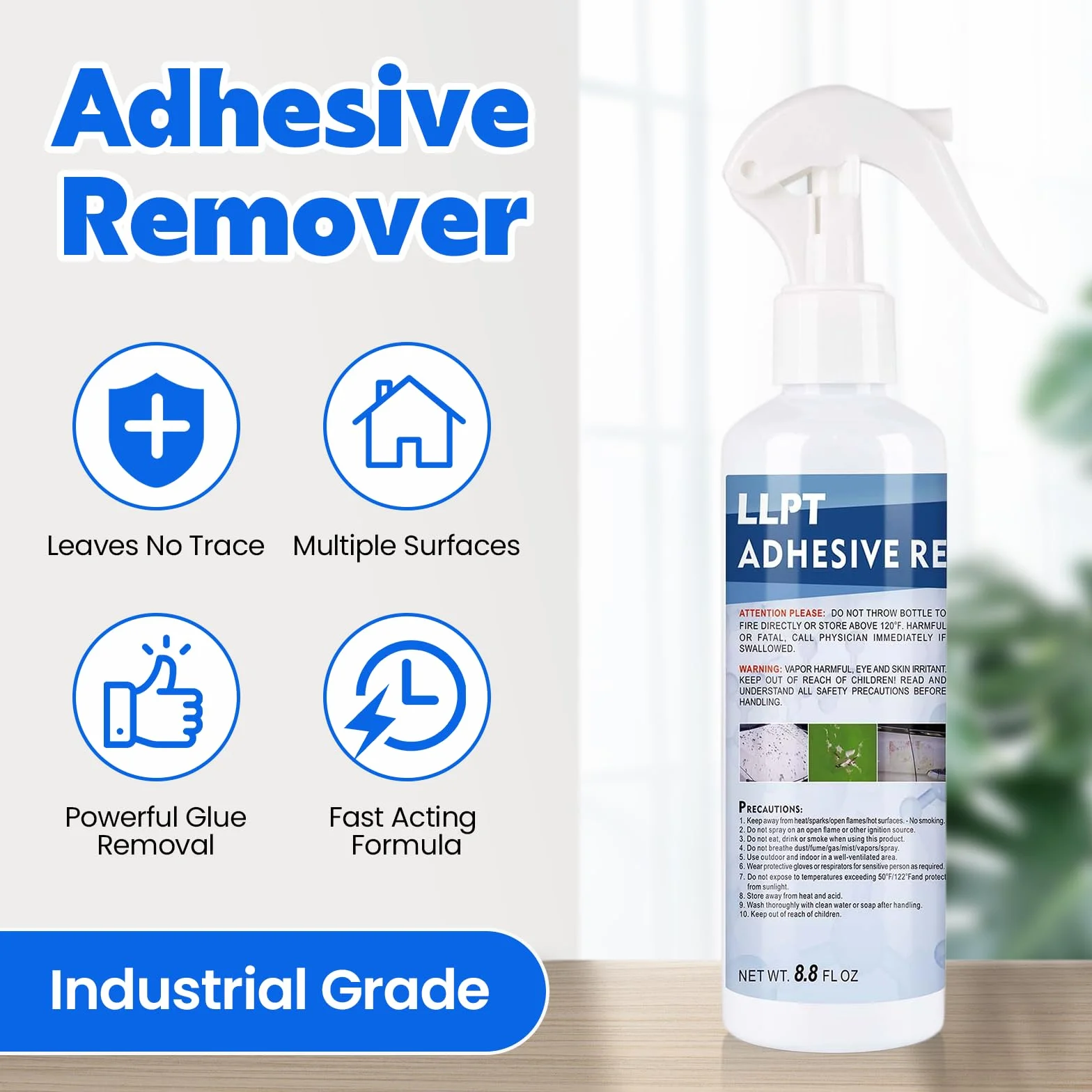 LLPT Dissolvant Colle Décapant Adhésif 260 ml Avec Grattoir en Plastique Élimine les Étiquettes Autocollants