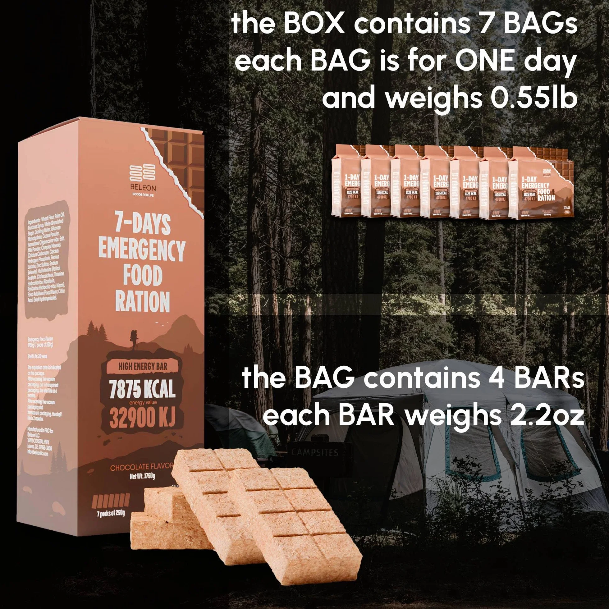 Alimentation d'urgence chocolat 20 ans conservation 7 jours