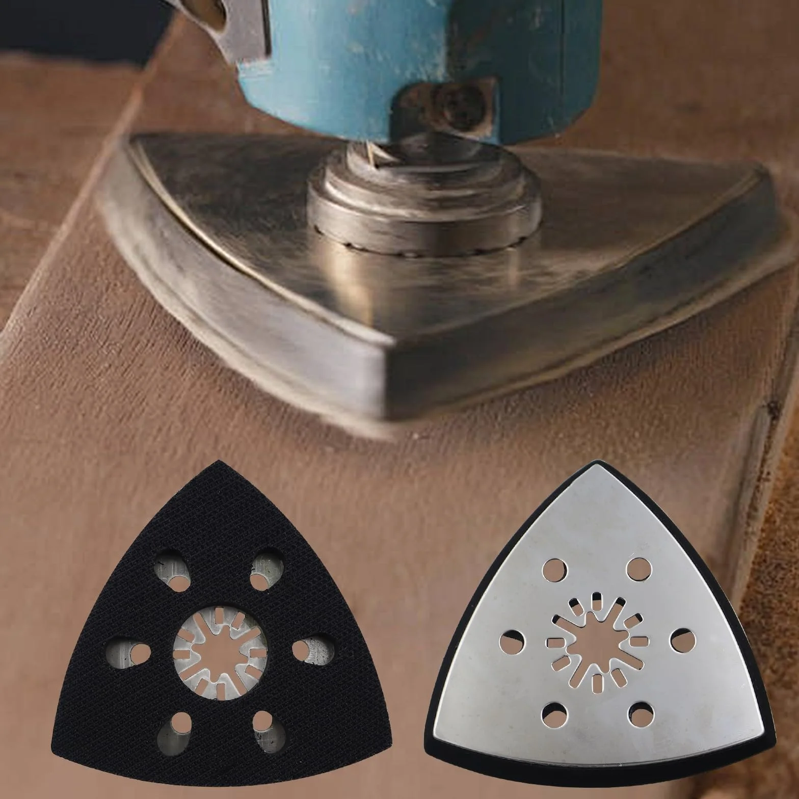 Lot de 2 plaques de ponçage triangulaires 93 mm Multitool Plateau de ponçage Ponceuse triangulaire Accessoires ponçage et polissage