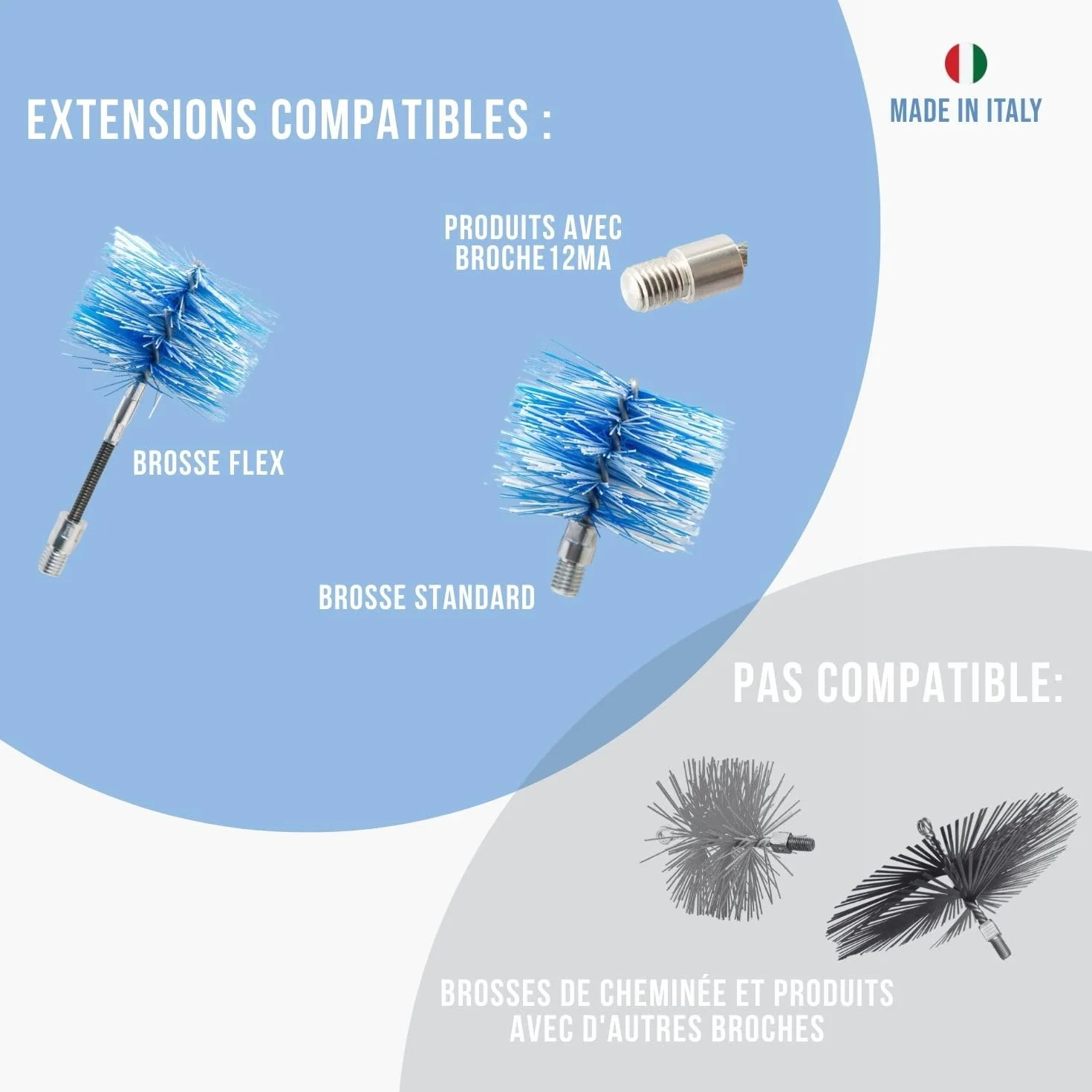 Rallonge pour ramonage de poêle à pellets 3 m Acier revêtu bleu flexible Accessoire conduit de fumée