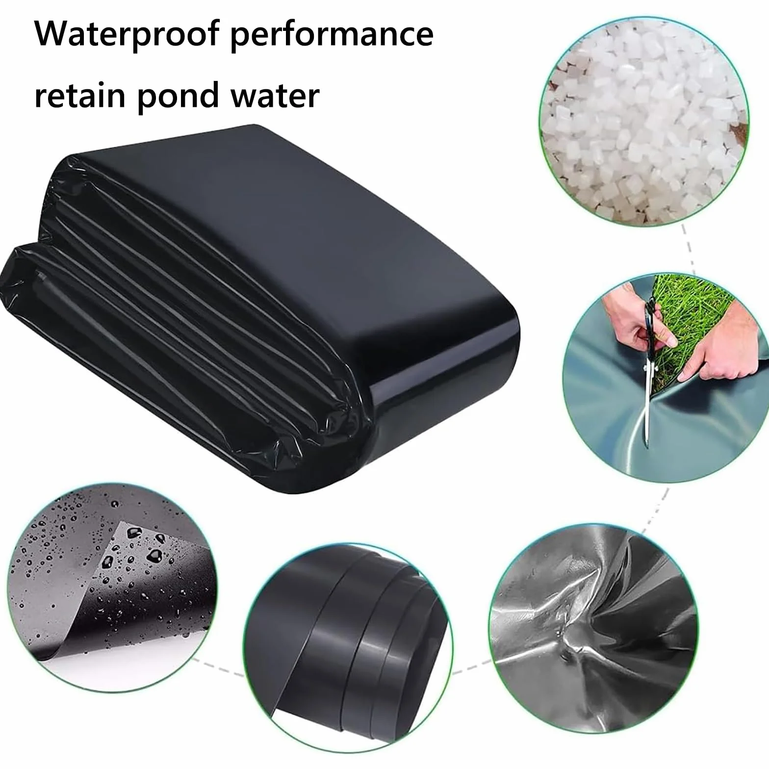 Bâche pour Bassin 6 x 6 m PVC Noire Robuste Liner Flexible pour Bassin Poisson Jardin