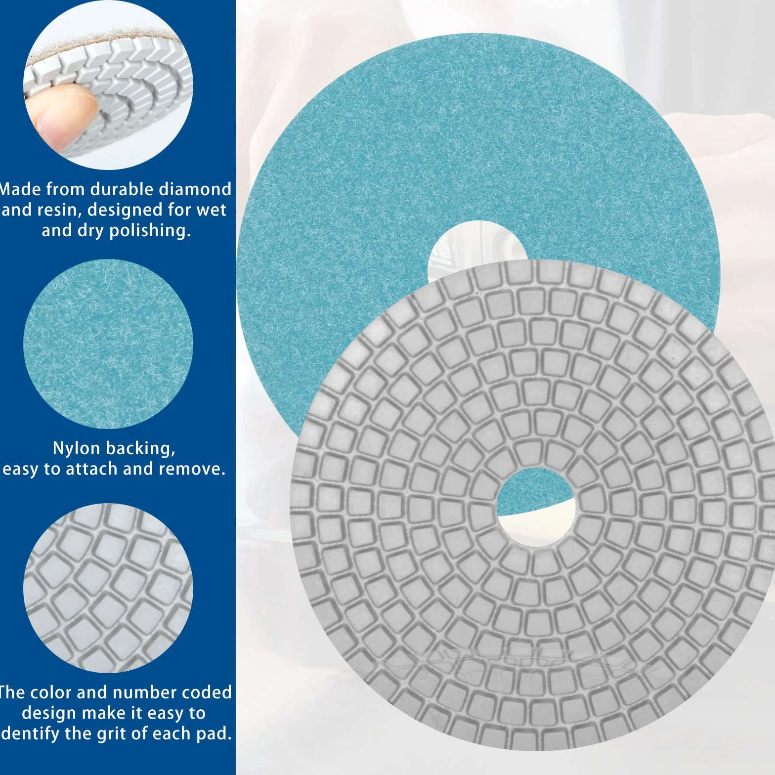 Disque de polissage diamant 14 pièces 100mm 50#-8000# pour marbre granit pierre béton carrelage meuleuse