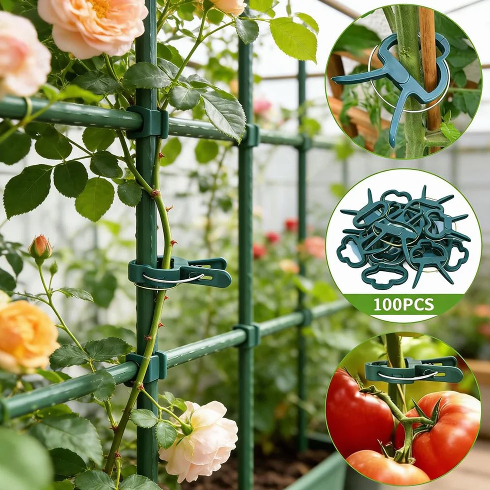 100 Pieces Clips Tomate Clips pour Plantes, Attache Tomates Clips Réutilisable, Attache Tomate, Attache Plante, Attaches de Plantes pour Tomates, Concombres, Roses
