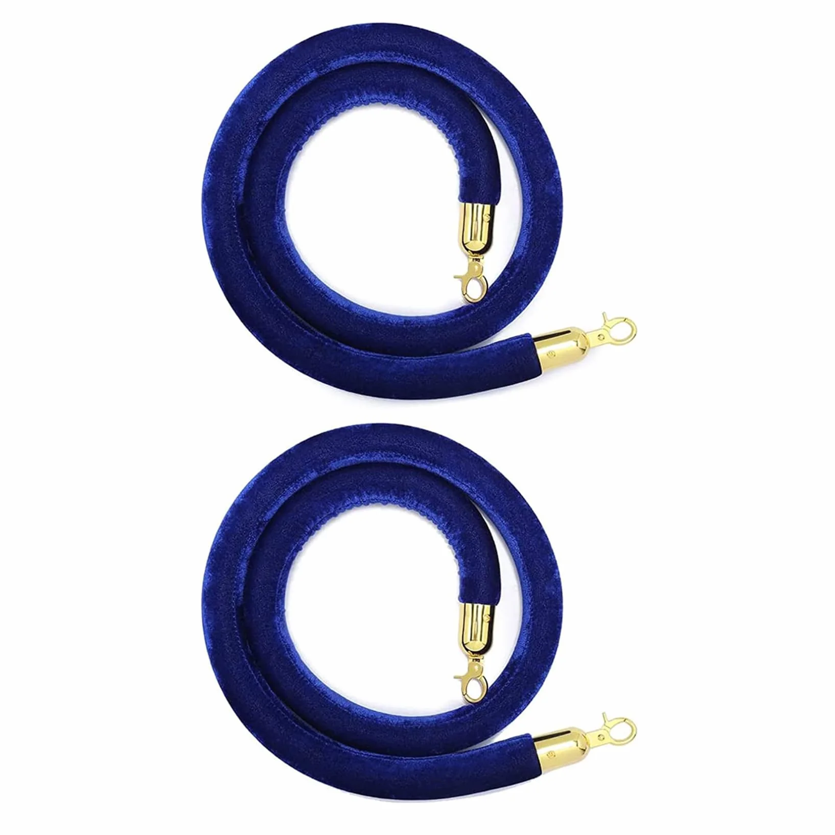 Corde de Velours Bleu 2 Pièces avec Mousquetons pour Contrôle des Foules 90cm