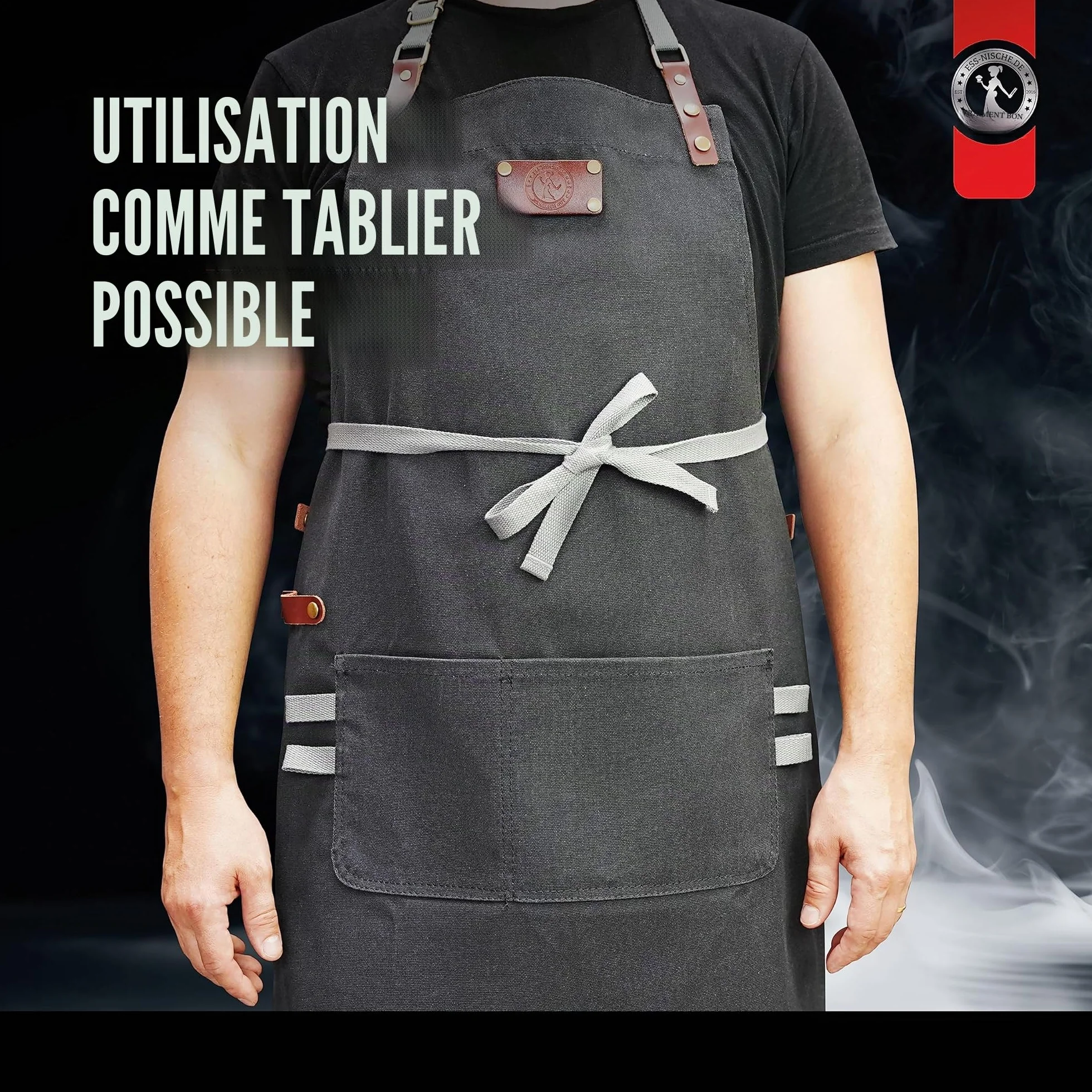 Ess-Nische® Tablier de cuisine Tablier de barbecue pour hommes et femmes - Idéal comme cadeau pour hommes, grand-mère ou grand-père