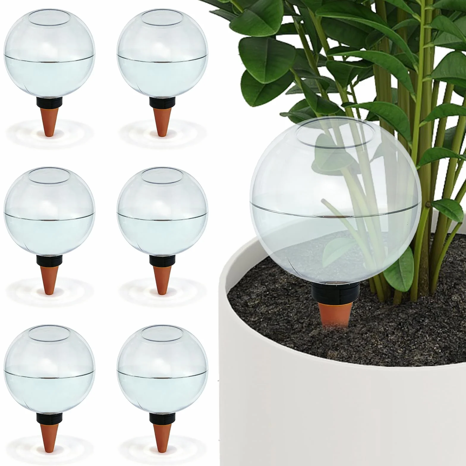 Lot de 6 boules d'irrigation pour plantes - 500 ml - Auto-arrosage - Grande boule d'arrosage - Distributeur d'eau pour plantes - Arrosage automatique des plantes de chambre et plantes de jardin