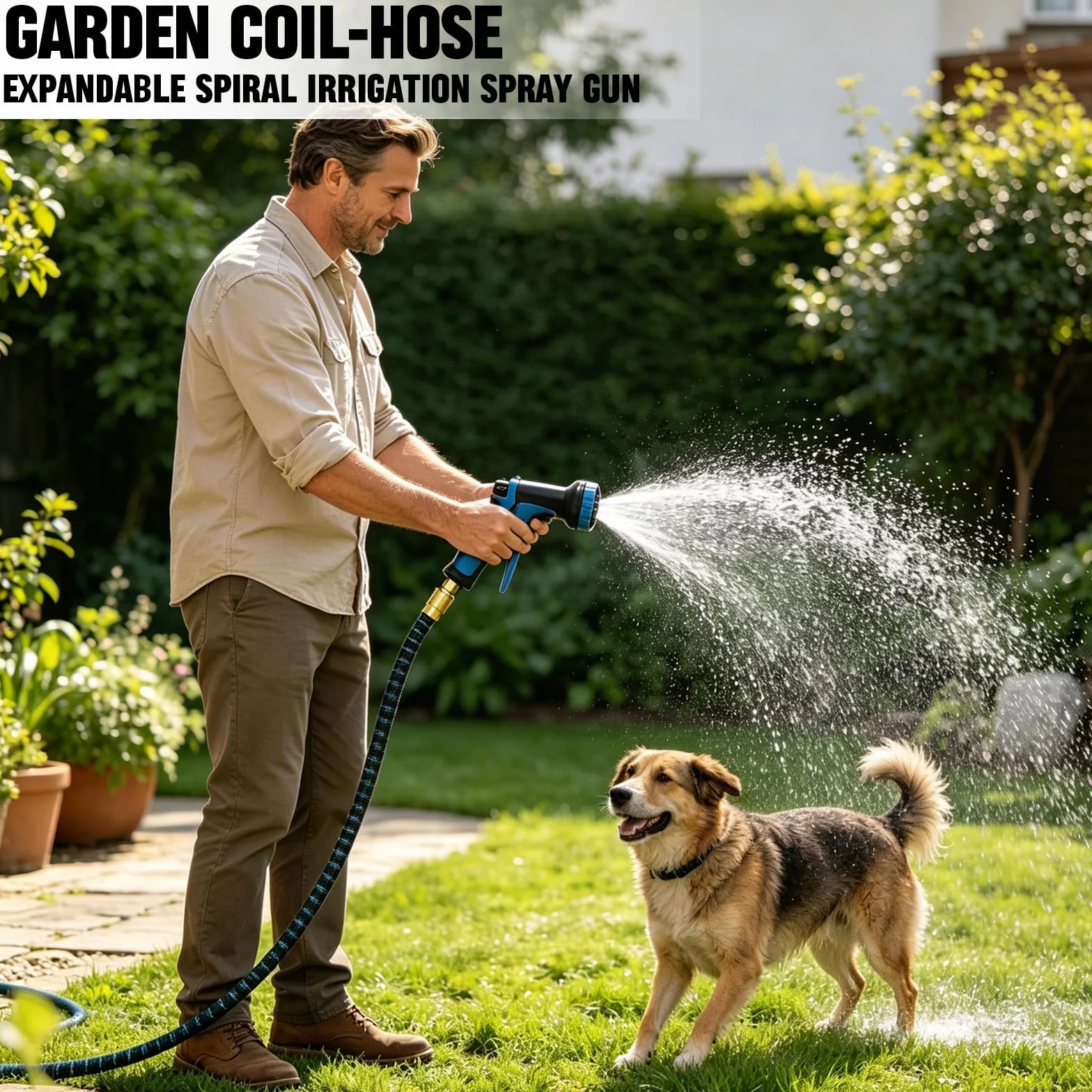 Lance d'arrosage 10 fonctions Tuyau Arrosage Extensible 30m 22.5m 15m Raccords Métalliques 1/2" 3/4" Jardin