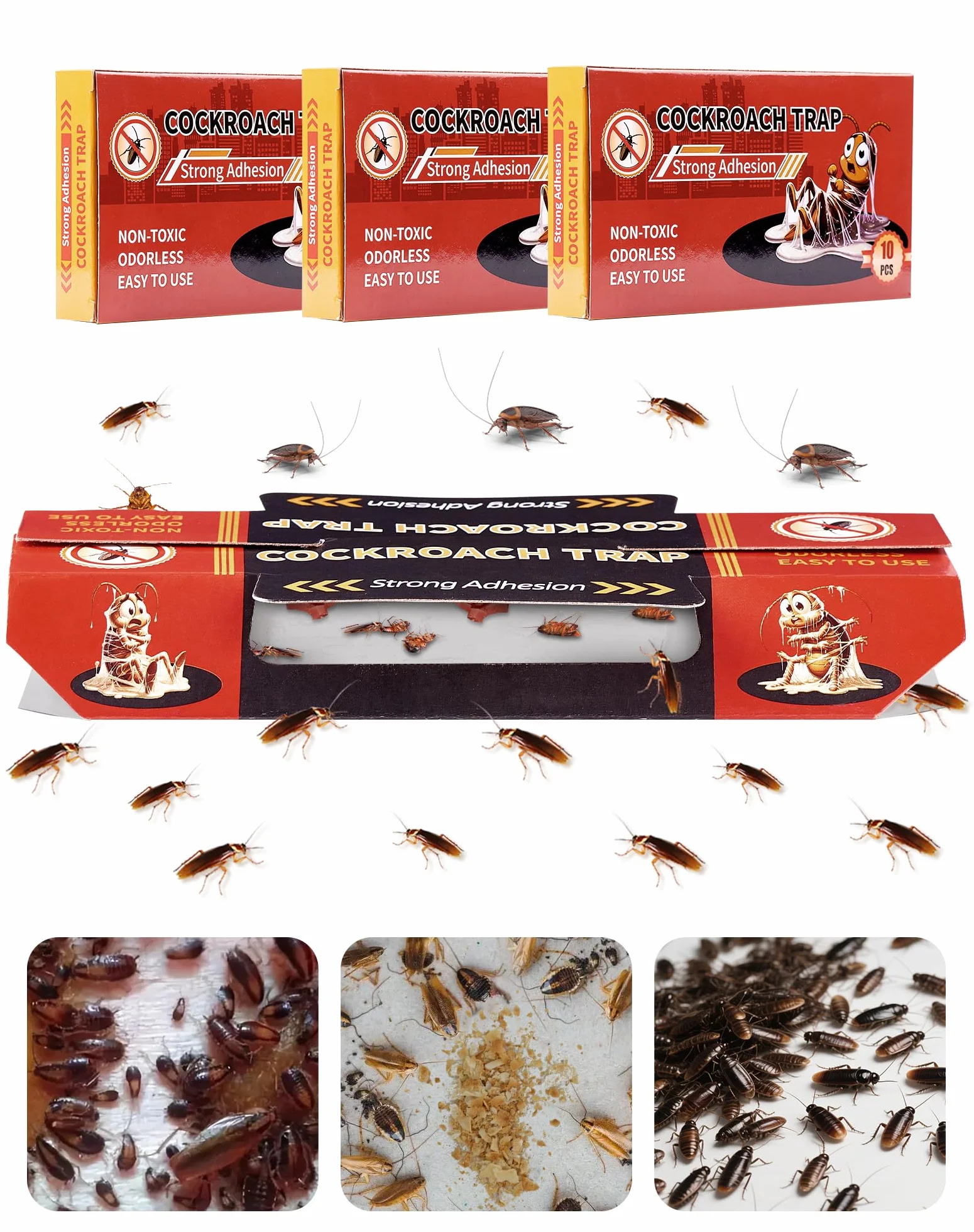 Piège Anti Cafard Puissant SOSALUK 30 Collant Efficace Non Toxique Maison Cuisine