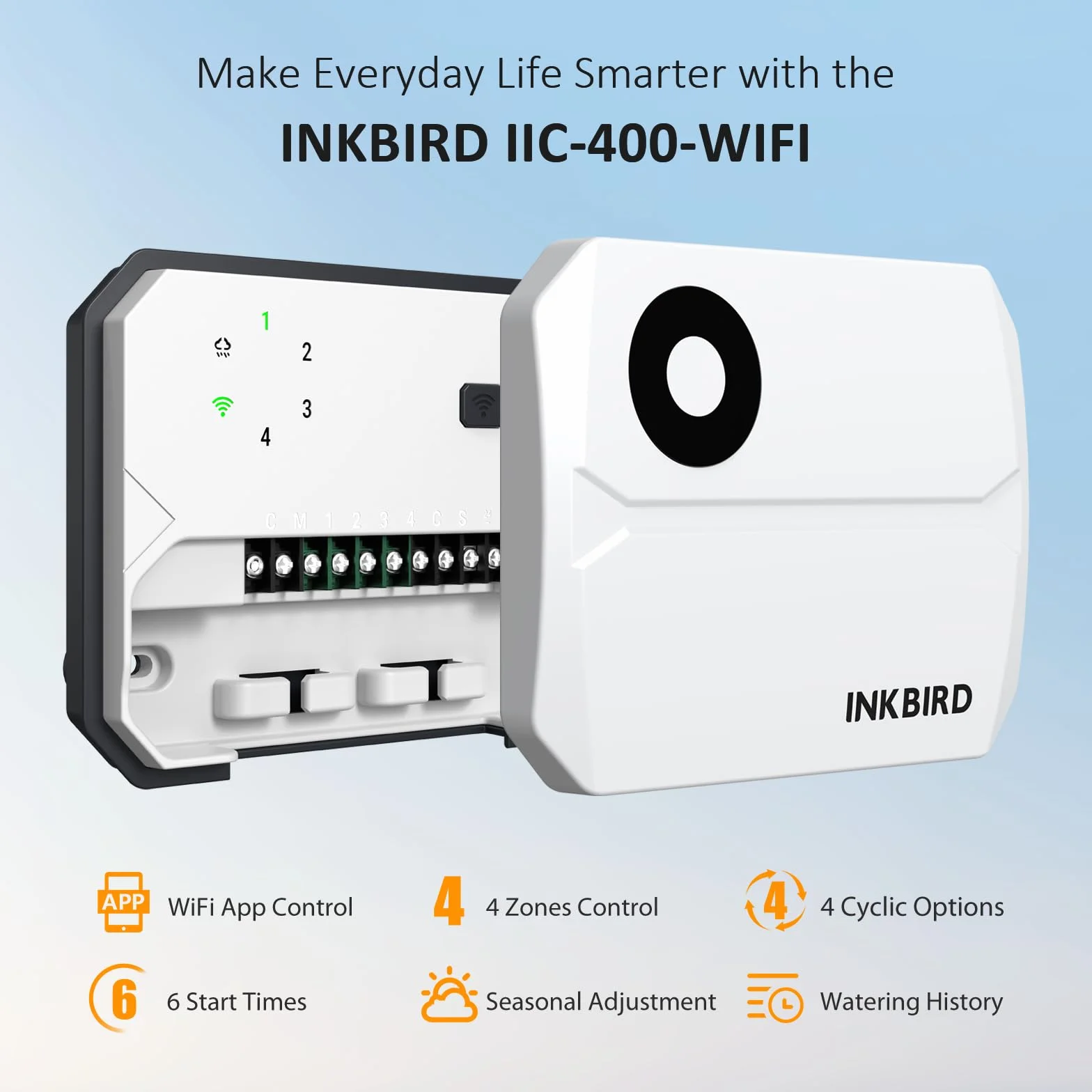 Inkbird Programmateur Arrosage WiFi 4 Voies, Minuteur Arrosage Automatique Jardin Intelligent Contrôle APP