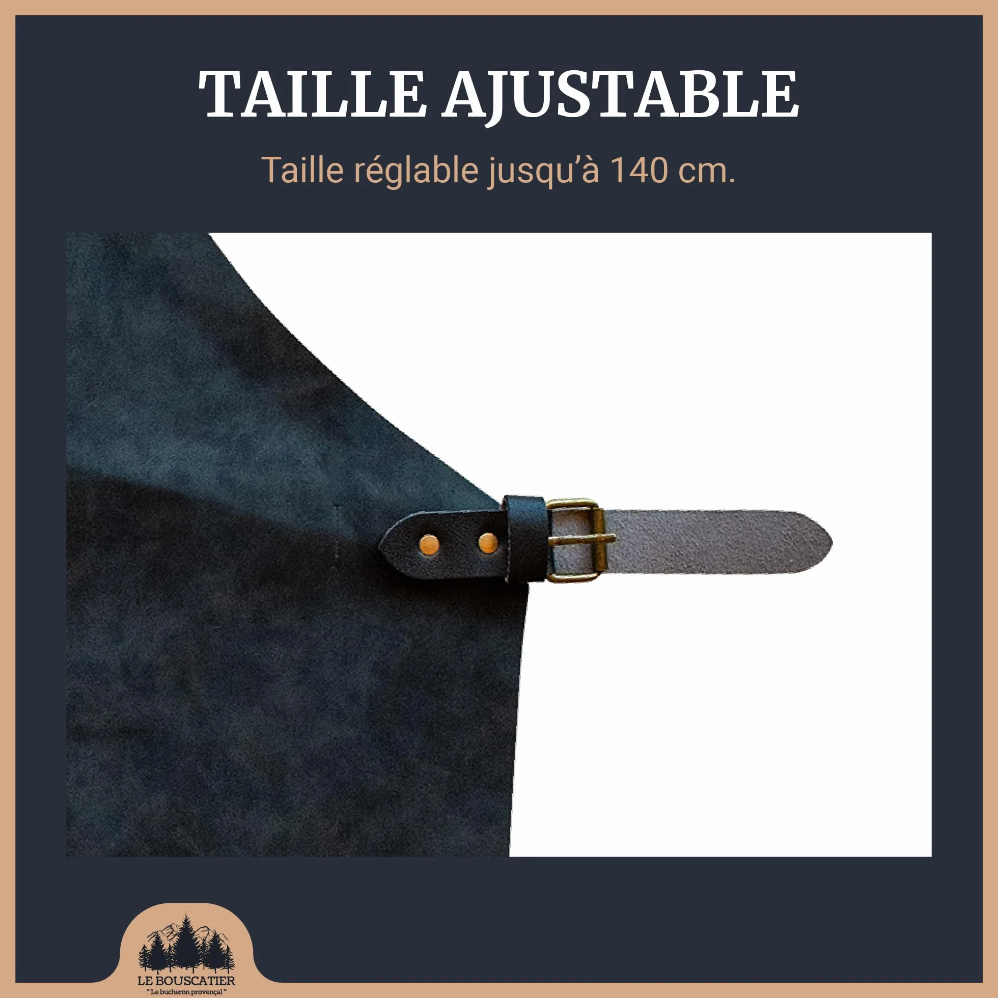Le Bouscatier Tablier cuisine en cuir réglable résistant léger pour barbecue plancha brasero grillades