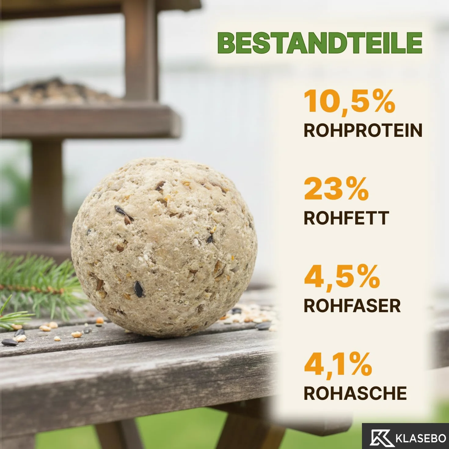 KLASEBO Boules de Graisse Oiseaux avec Insectes, Lot de 200 x 90 g, sans Filet, Nourriture Exterieur