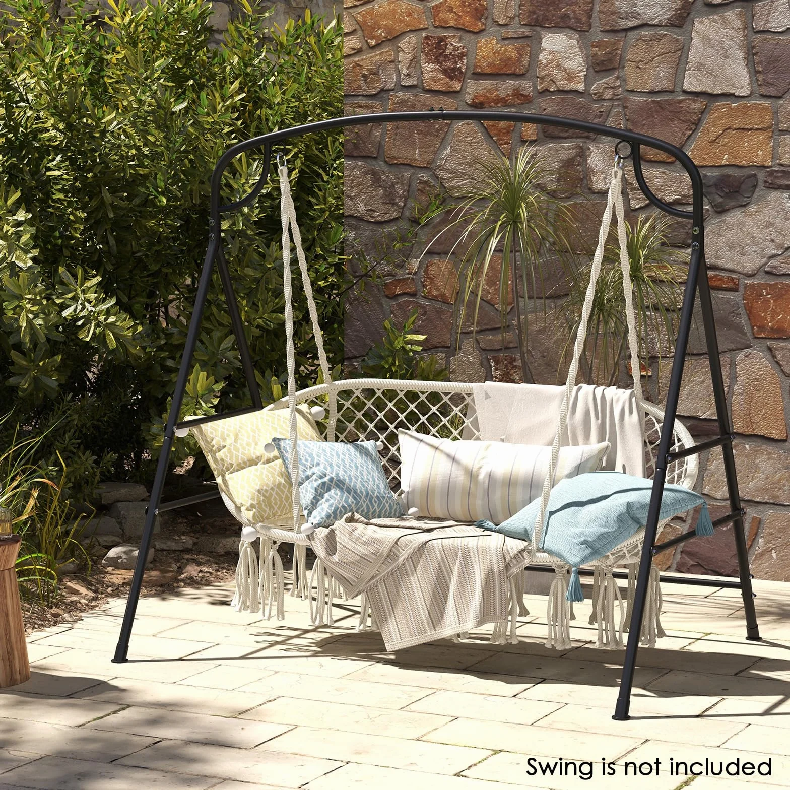KOMFOTTEU Support de Balançoire en Métal 180 x 133 x 182 cm, Cadre pour Balancelle en Forme de A, Modèle I