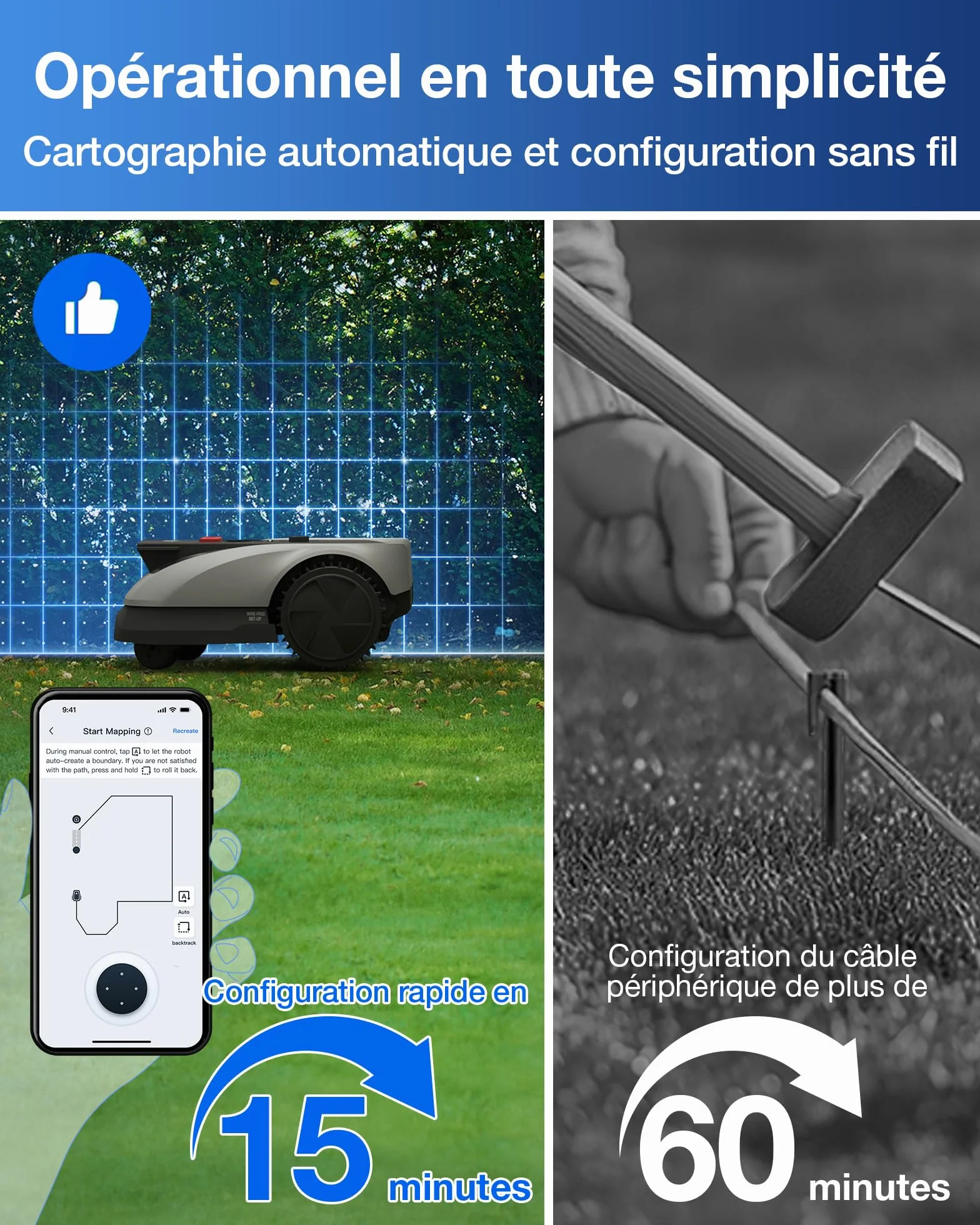 ECOVACS Goat O600 RTK Robot Tondeuse sans Fil 600 M² Navigation RTK+Vision Évitement Obstacles IA Contrôle App