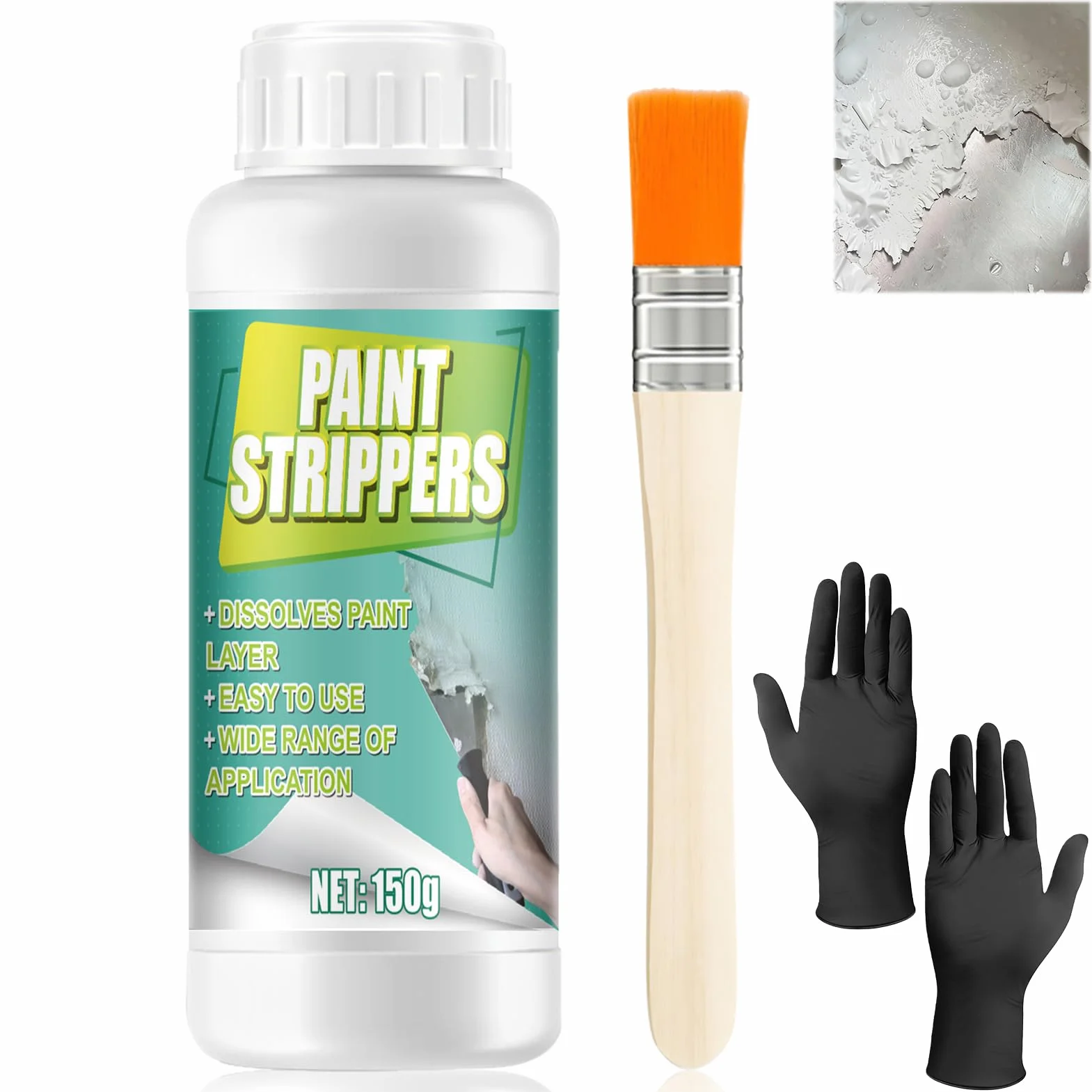 Décapant Peinture Puissant pour Métal et Bois 150g avec Pinceau et Gants