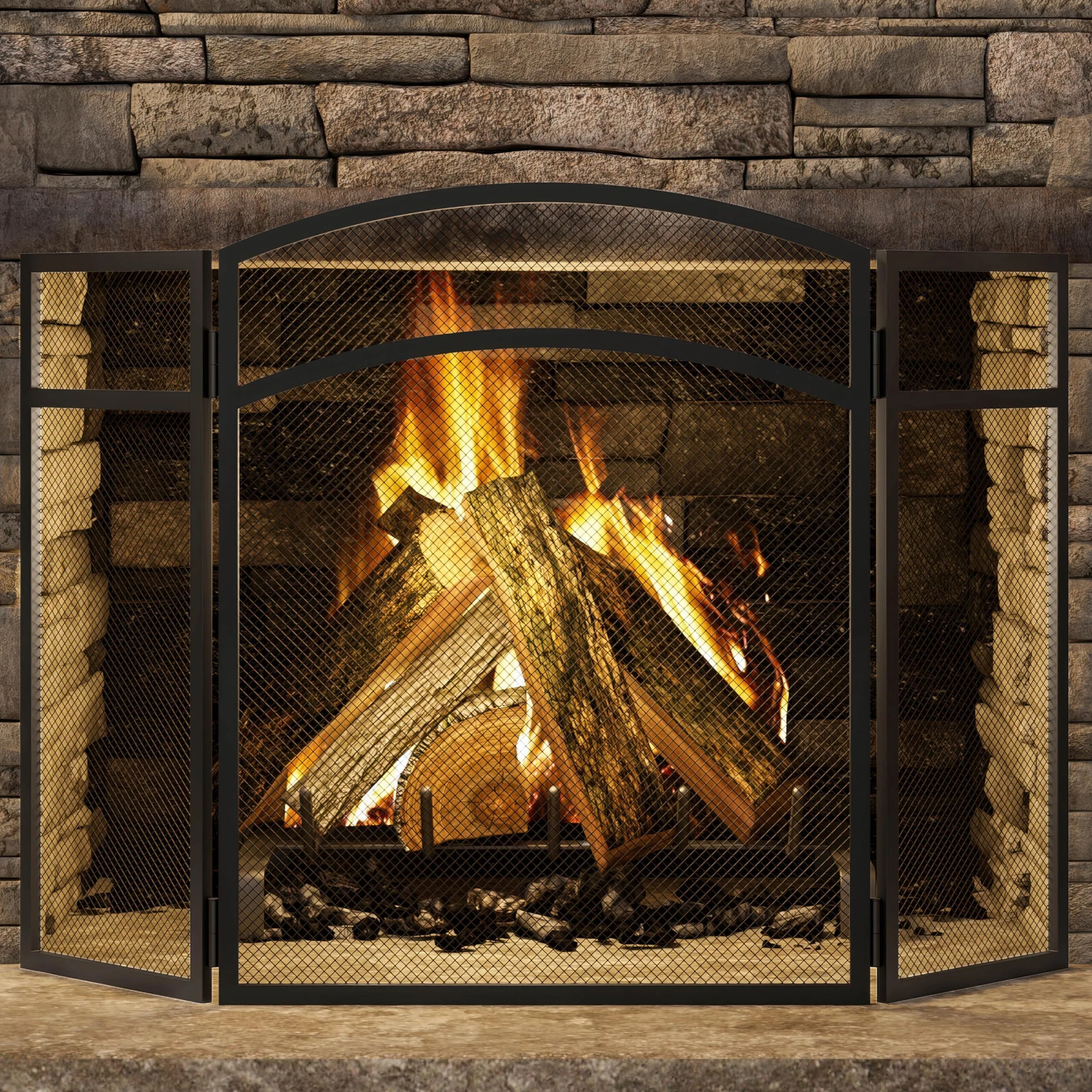 Kingson Pare-feu noir 96,5 x 61 cm pour poêles à bois sécurité bébés animaux