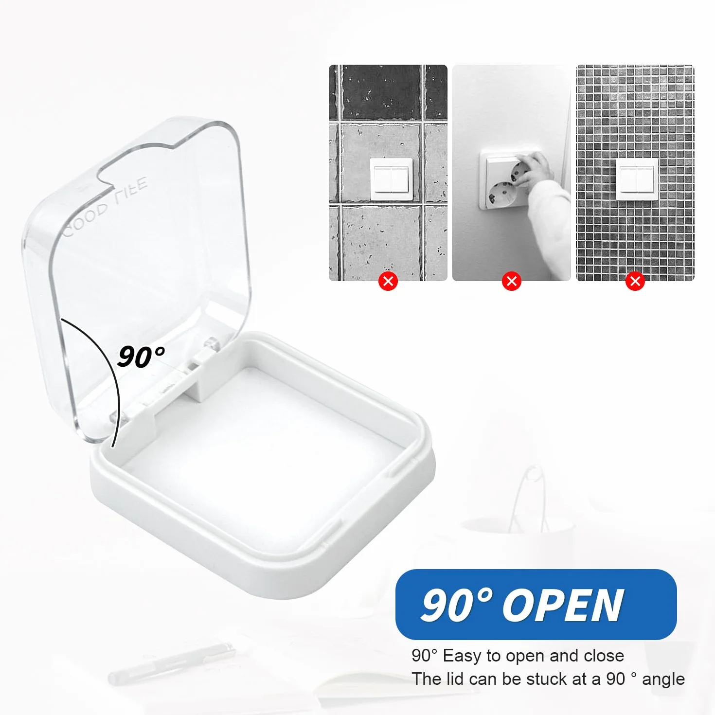 Cache Interrupteur Mural Étanche 2 Pièces Type 86 Plastique Transparent pour Salle de Bain Cuisine Extérieur