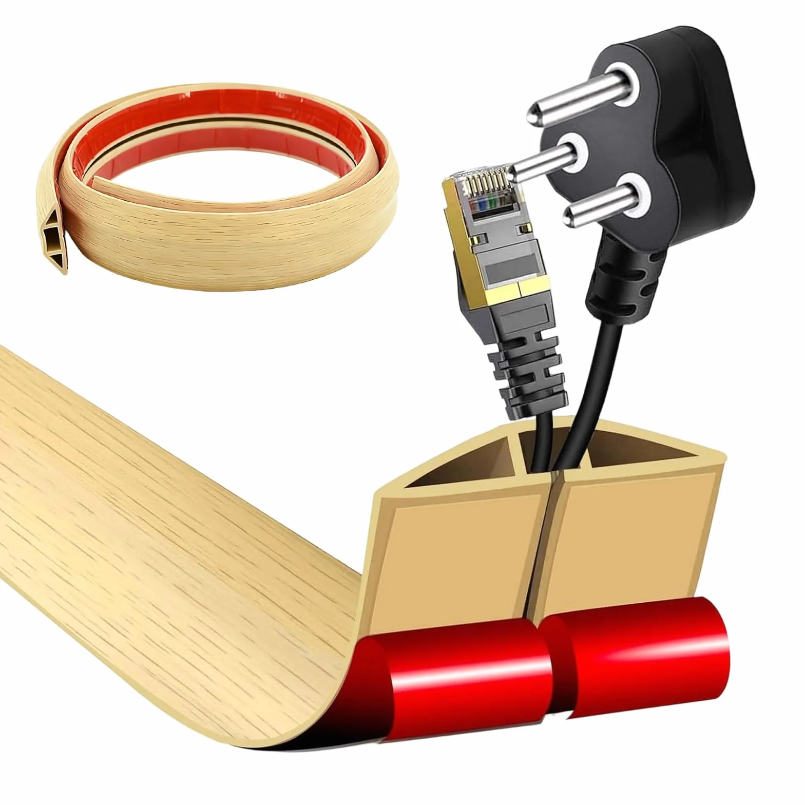 Goulotte de câble aspect bois 1 m x 5 cm PVC protection câble