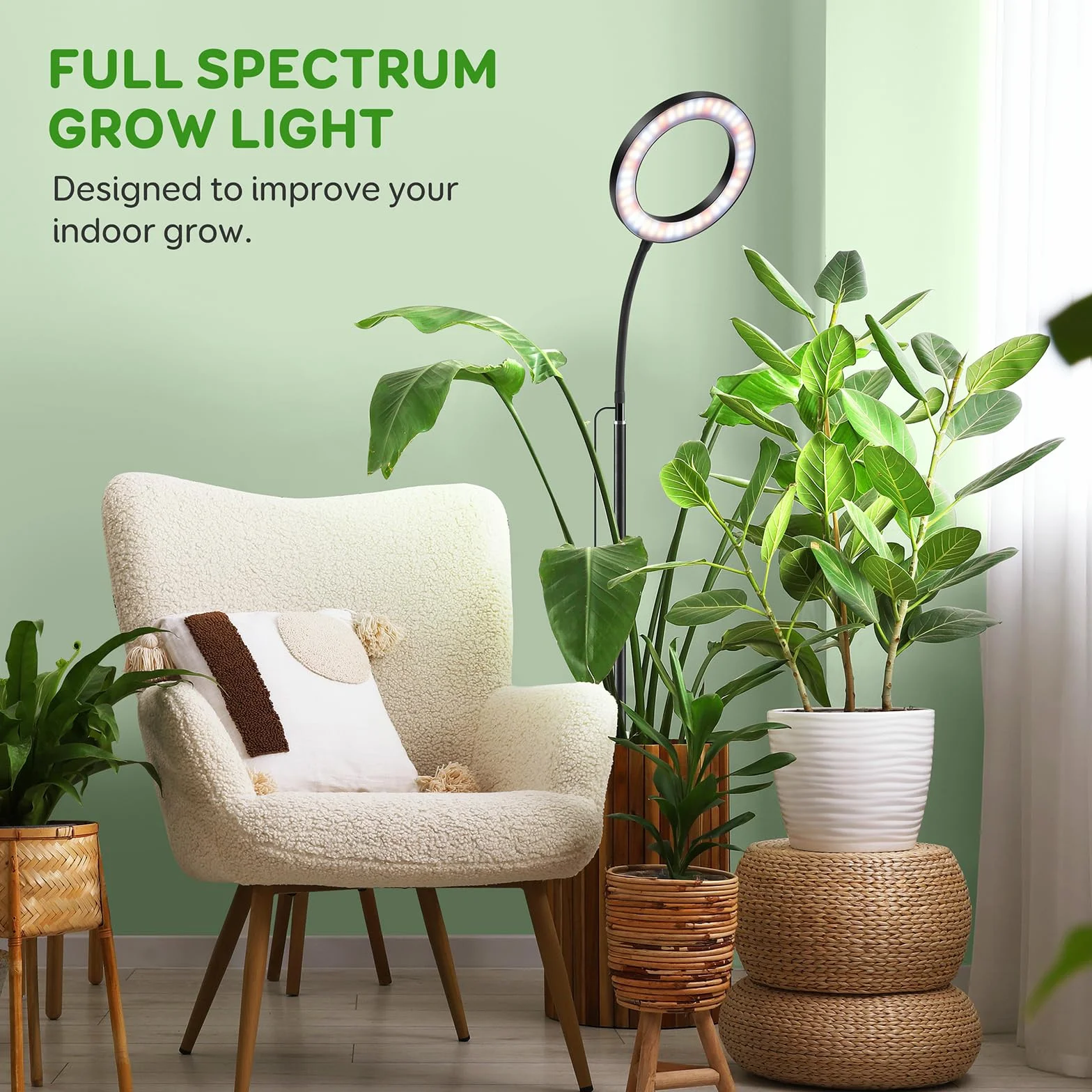 COKOLILA Lampe de Croissance avec Bras Ajustables 360°, Minuterie 3/9/12H, 10 Niveaux de Diminution, 3 Modes d'Éclairage pour Plantes d'Intérieur