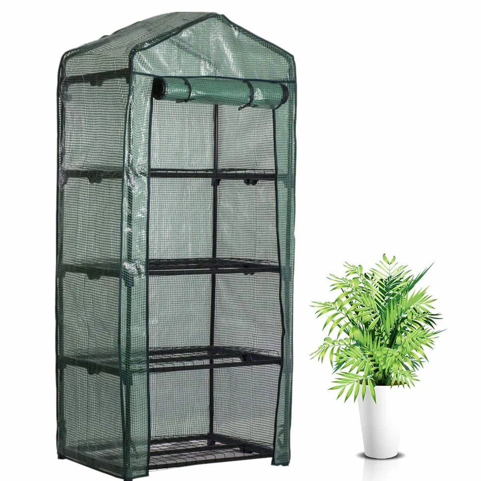Housse Serre de Jardin 4 Étages avec Bâche Amovible Transparent 160x70x50cm,Couverture Serre en PVC Imperméable et Respirante pour Cultiver Intérieur et Extérieur Plante en Pot,Légumes,Fleur