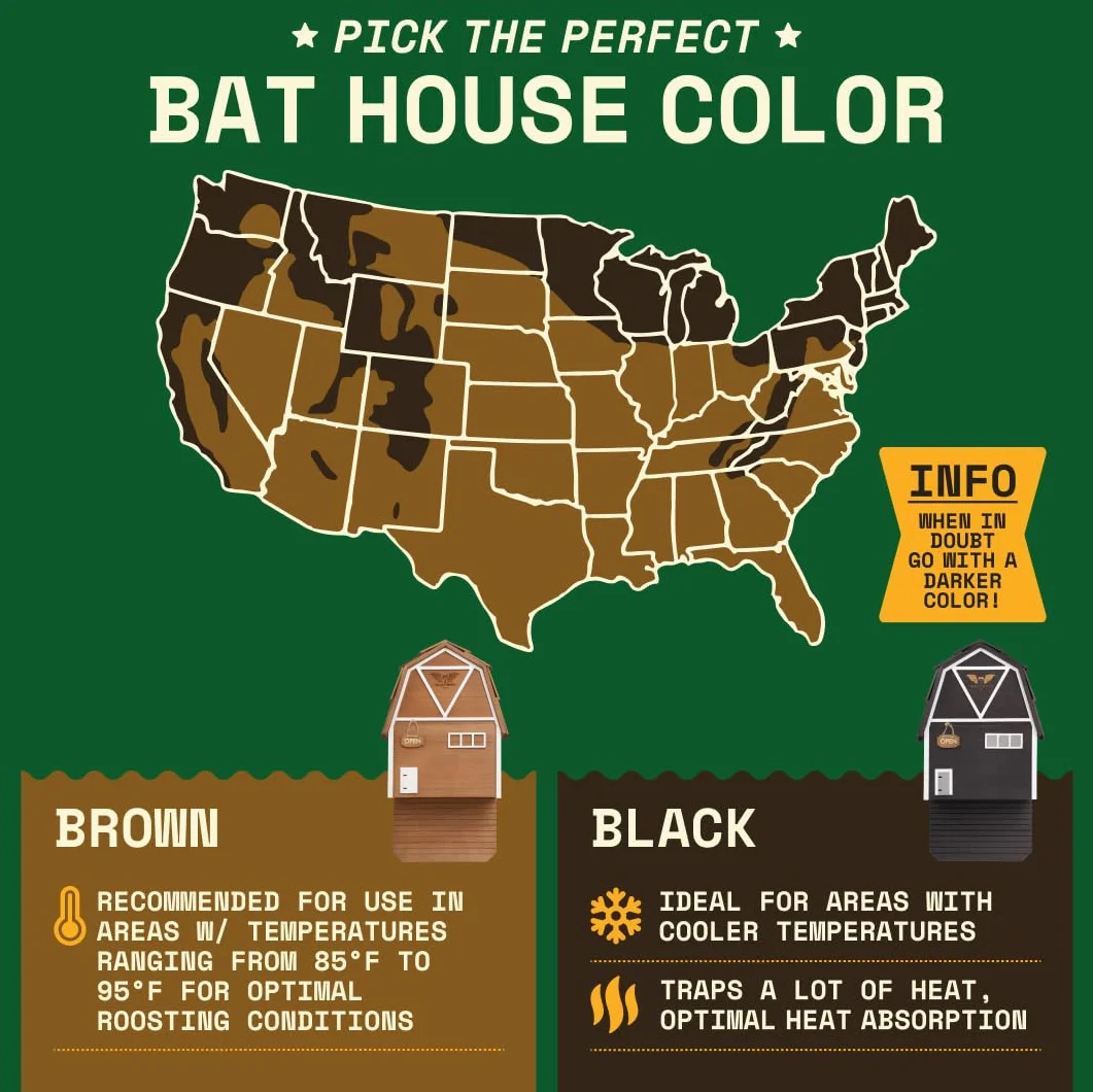 Big Bat Barn Bat House pour l'extérieur - Cage Chauve-Souris sans Vernis