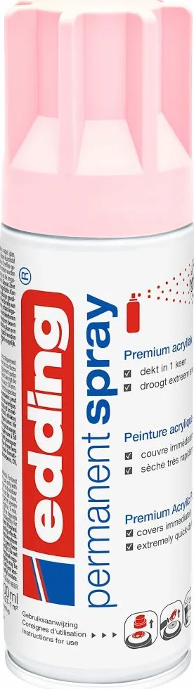 edding 5200 Permanent Spray Pastel Rose Matt 200 ml Acrylic Paint for Glass, Metal, Wood, Ceramic, Plastic, Canvas