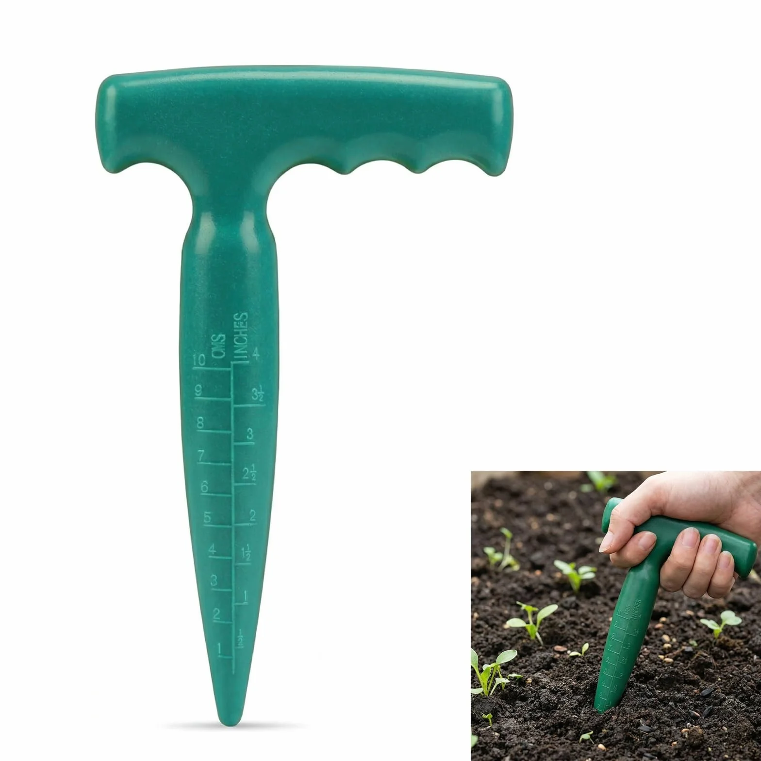Plantoir à Bulbes avec Poignée en T Ergonomique, Plantoir Jardinage Manuel avec Mesure de Profondeur, Outil de Jardinage pour Bulbes, Semis, Fleurs & Légumes, Outil à Bulbes