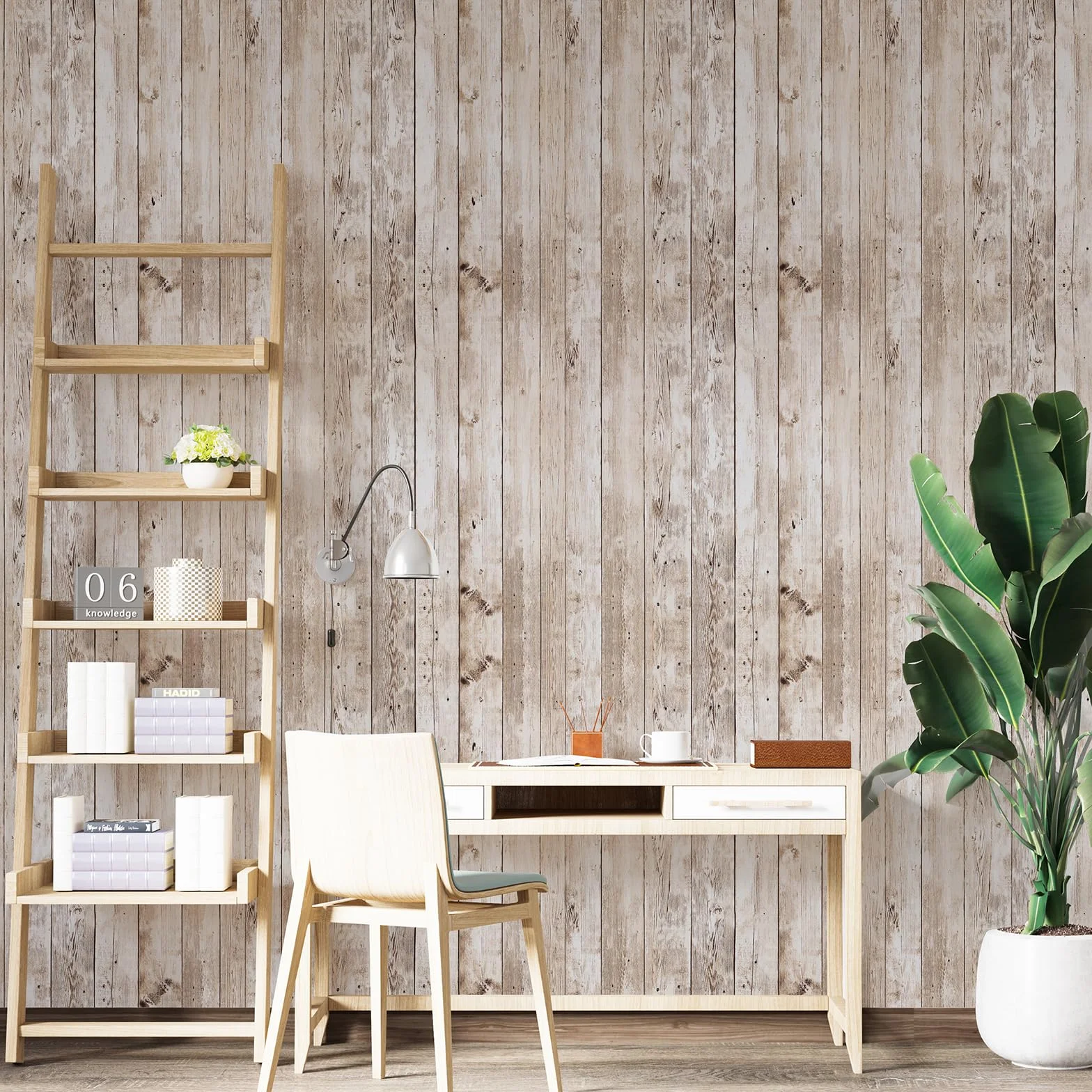 FENTIS Papier Peint Effet Bois Vinyle Auto-Adhésif 44.5x500cm Décoratif pour Meubles Muraux