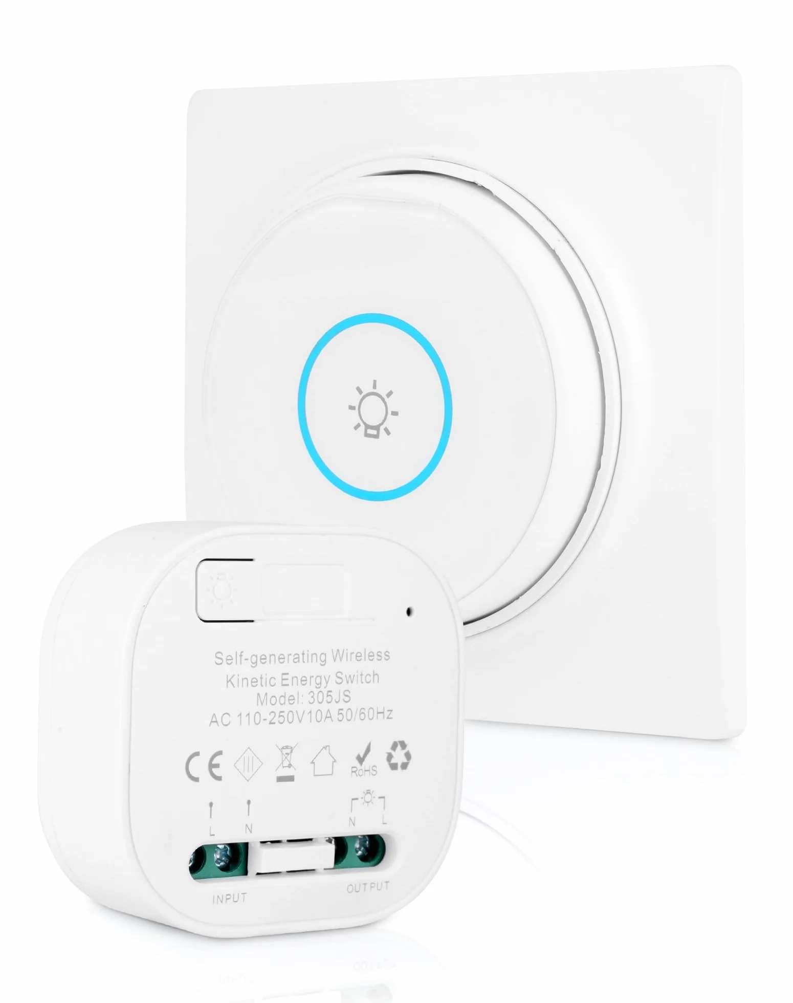 Interrupteur Sans Fil Radio 433MHz 200M Extérieur Télécommande 10A 220-240V 1 Interrupteur + 1 Récepteur