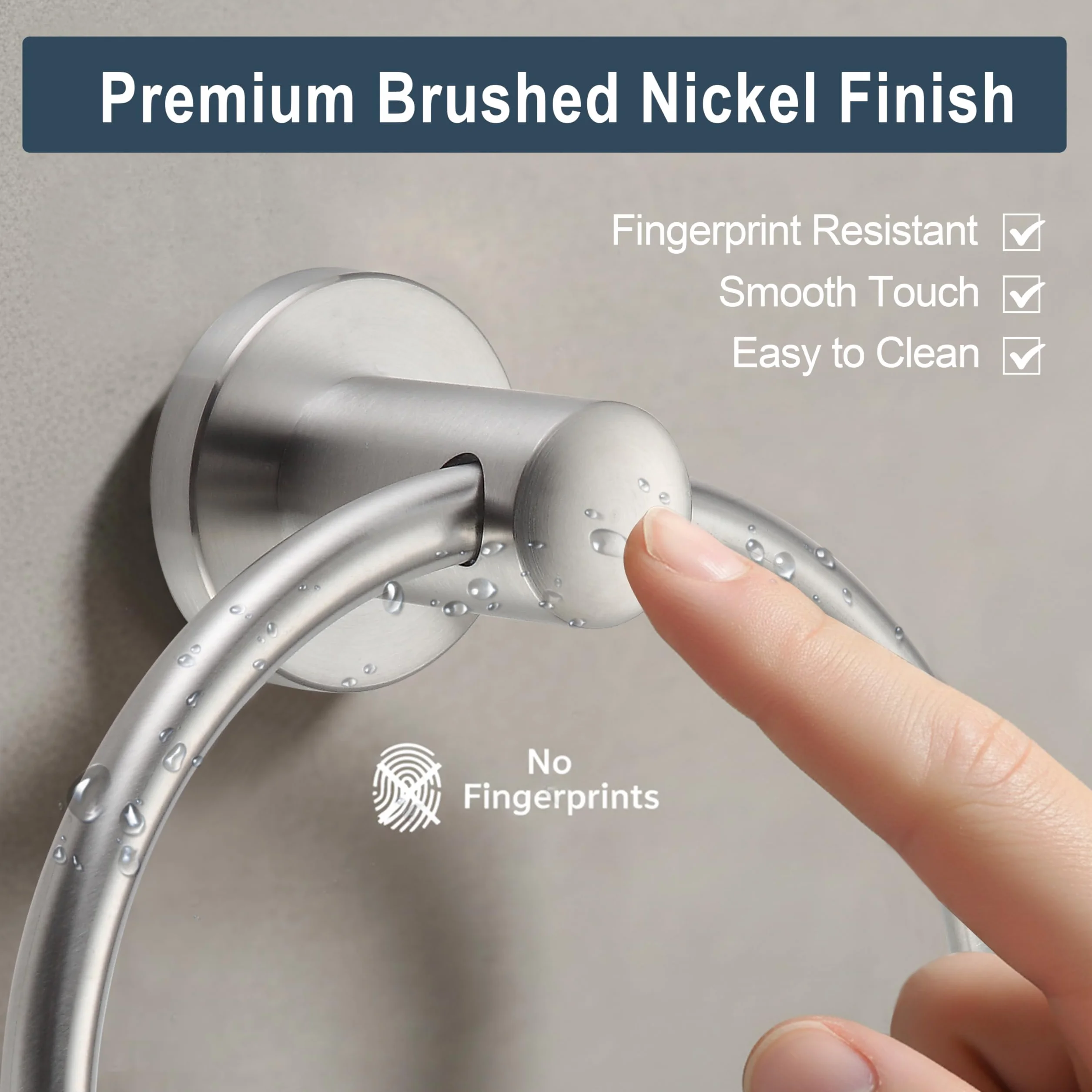 Anneau Porte-Serviette Rond Nickel Brossé Salle de Bain Acier Inoxydable