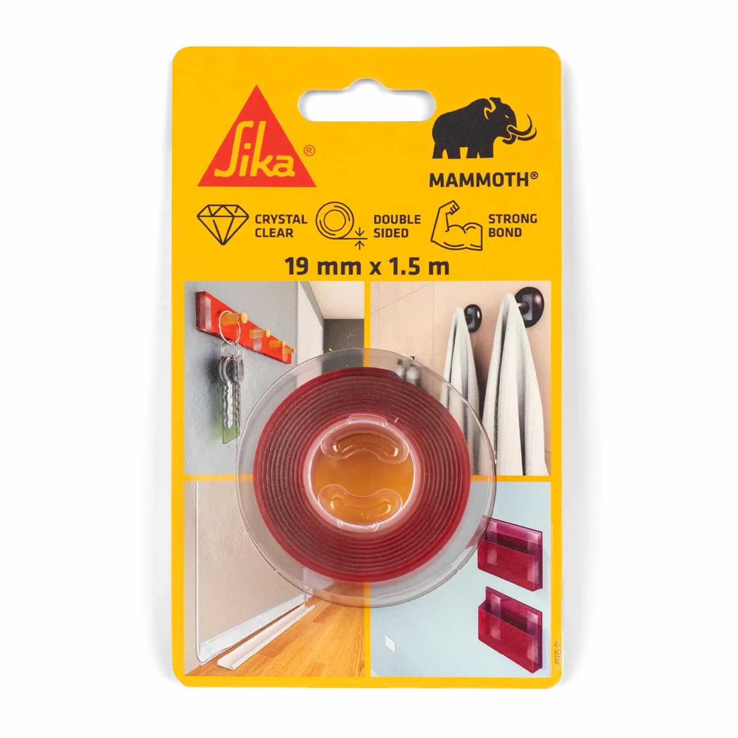 Sika SikaBond Mammoth Crystal Ruban adhésif double face extra fort transparent 1.5m