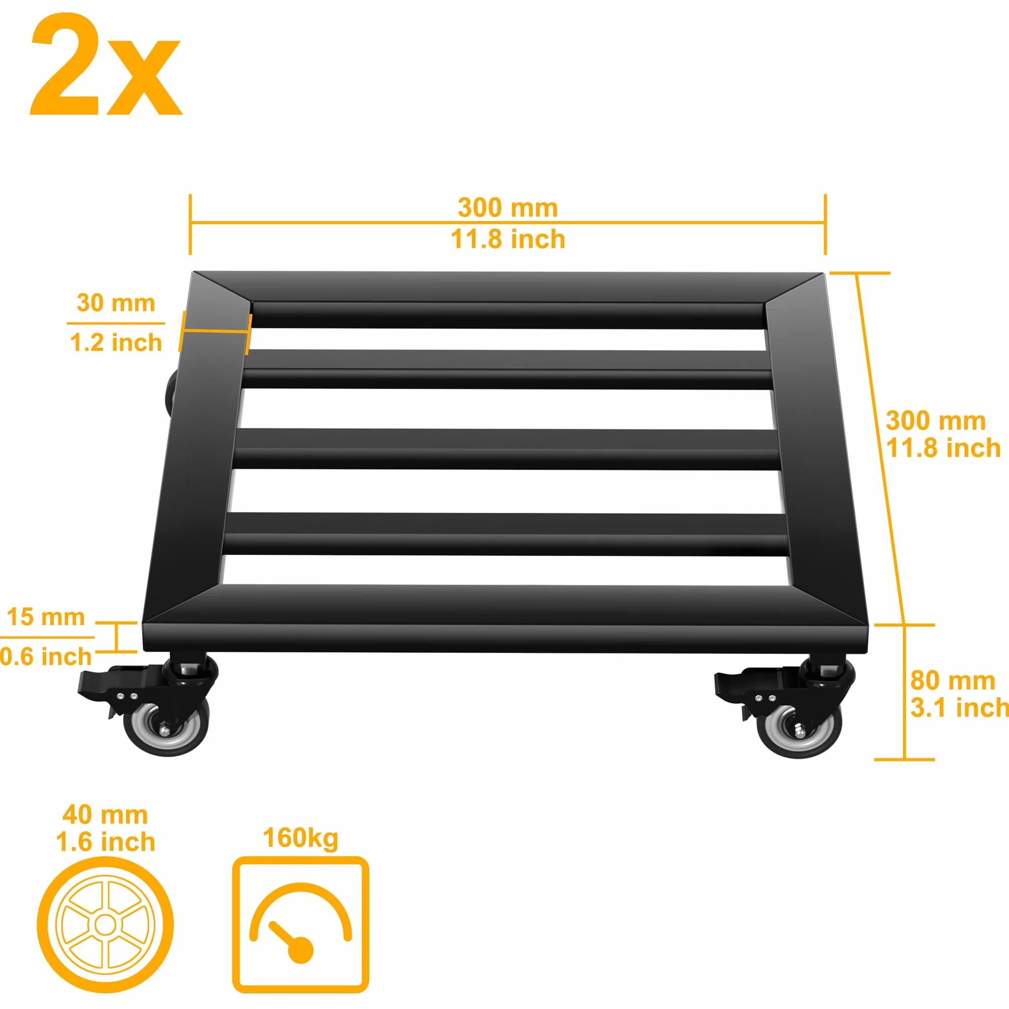 FIVMEN Chariot carré en métal pour plantes 30x30 cm avec roulettes extérieur jardin charge 160 kg