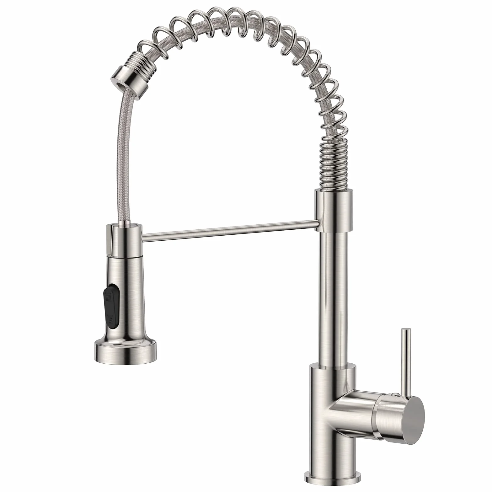 FORIOUS Robinet Cuisine Mitigeur Avec Douchette Pivotant 360° Évier Arc Élevé Pulvérisateur Escamotable 2 Modes Acier Inoxydable